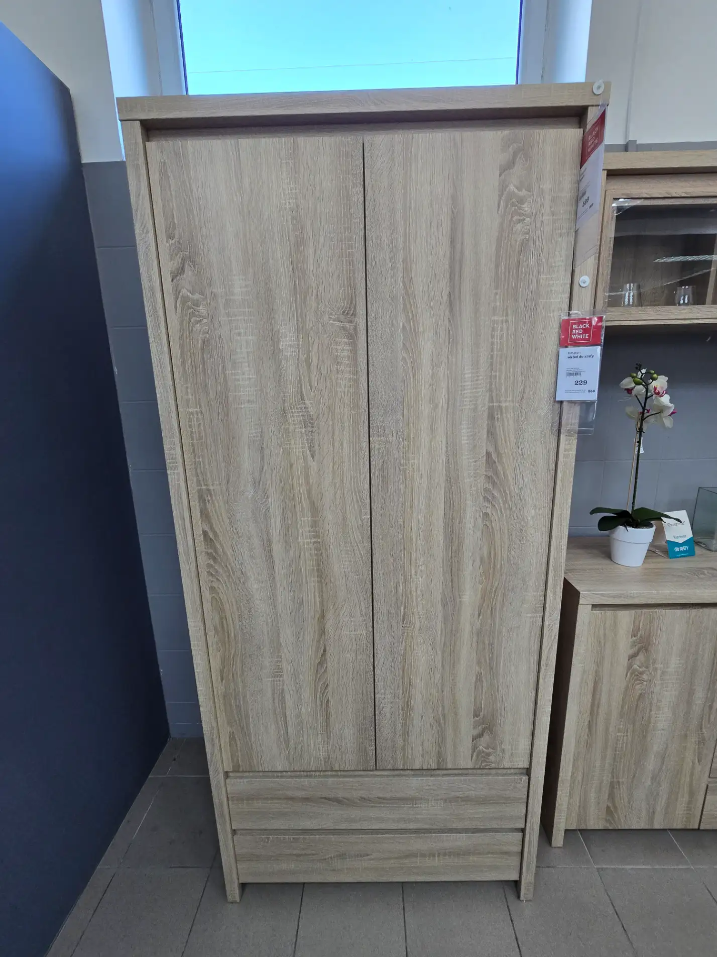 Black Red White Szafa KASPIAN 90 cm dąb sonoma + wkład do szafy (półki)
