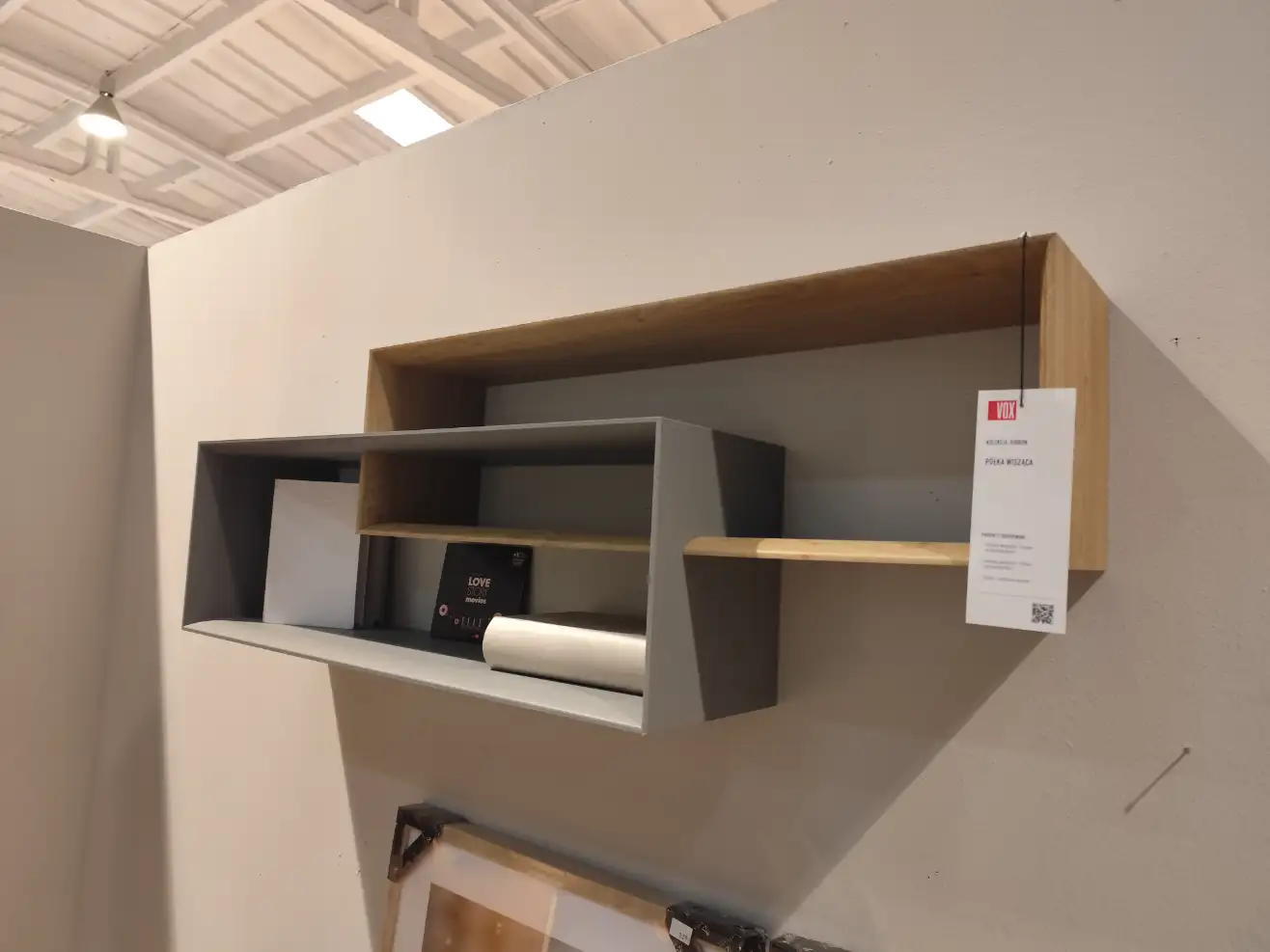 VOX Półka Wisząca RIBBON dąb / szary ścienna