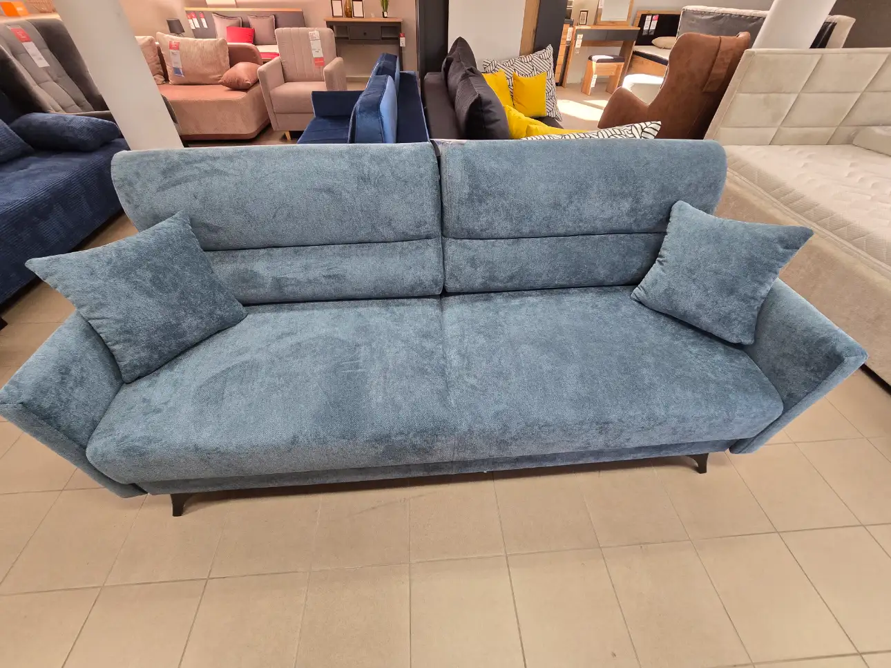 Best Meble Sofa CARMEN z funkcja spania DL i pojemnikiem granatowa