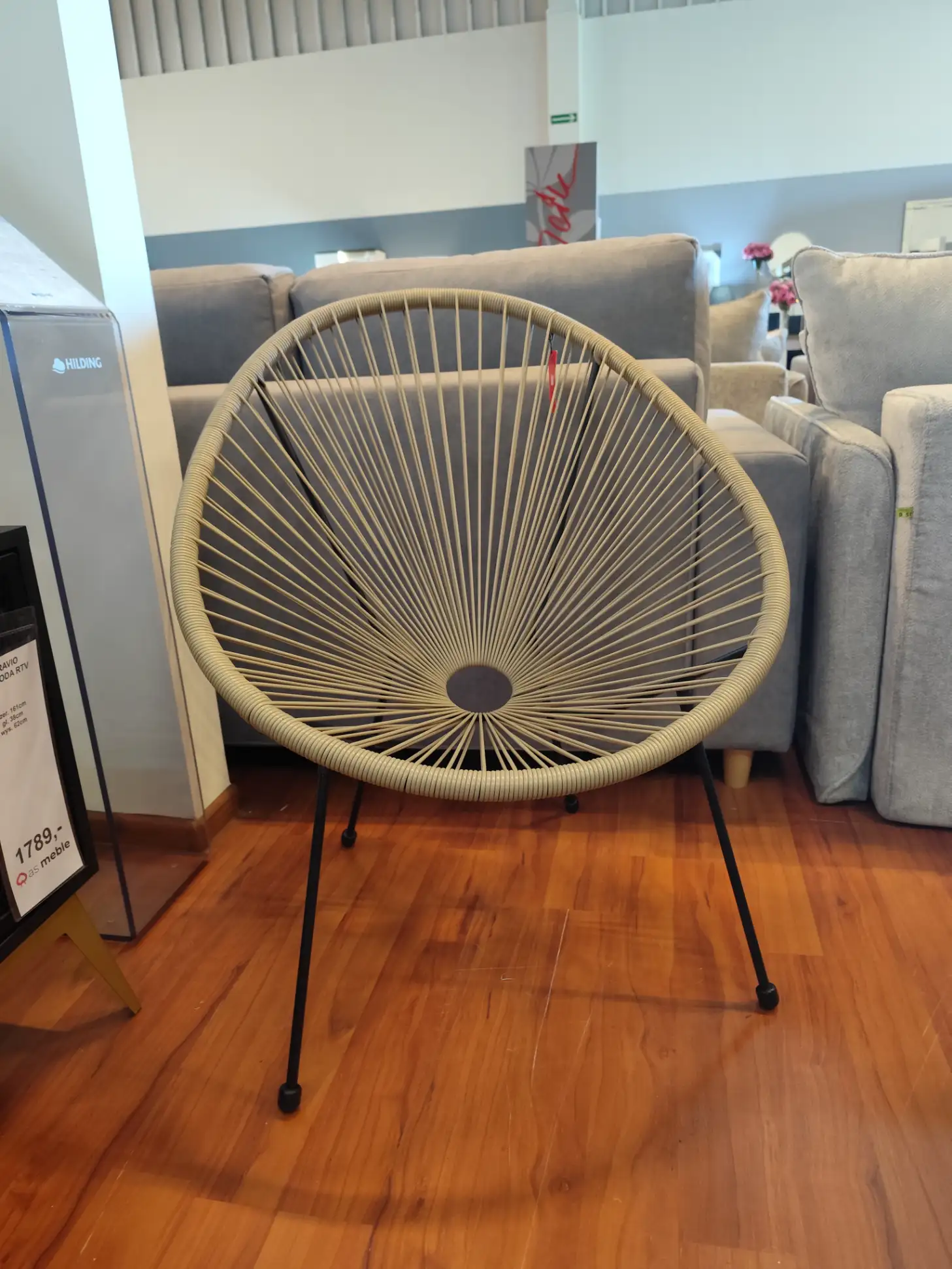 Krzesło wypoczynkowe K15-FX technorattan naturalny pajęczak fotel