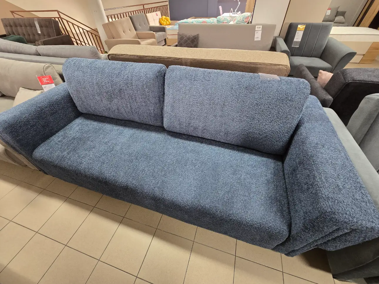Sofa ADEL kanapa z funkcją spania i pojemnikiem na pościel granatowa 