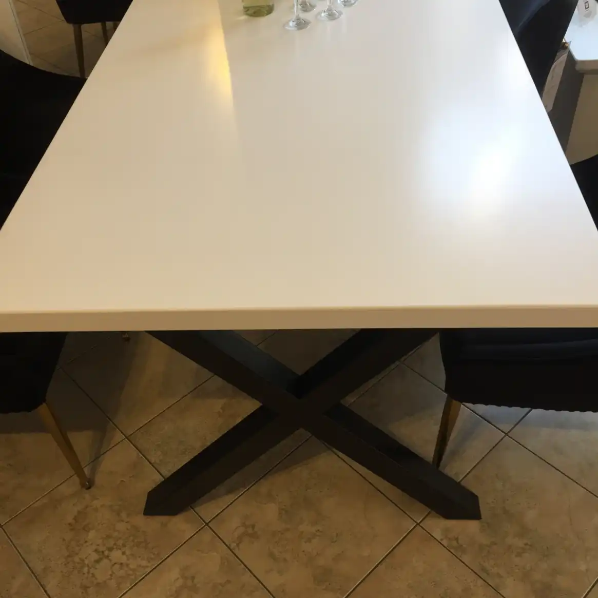 Stół 160x90 blat biały, nogi czarne X