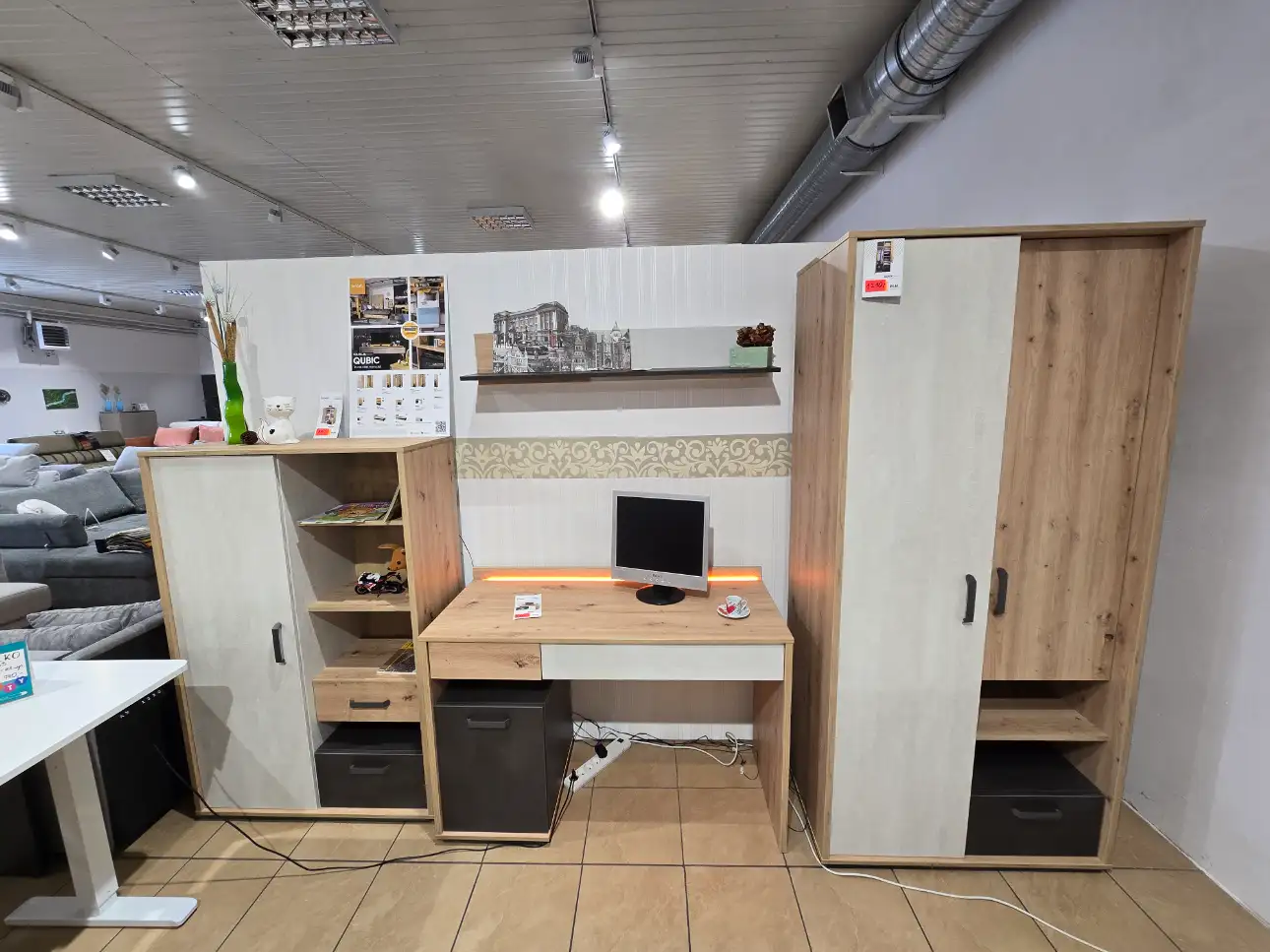 Lenart Zestaw mebli kolekcja QUBIC Biurko + szafa + komoda + półka (03, 05, 08, 09)
