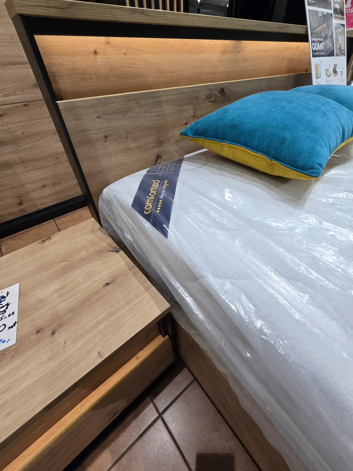 Lenart Łóżko QUANT QS-02 160 cm + stolik nocny QS-02 (160) + QS-03