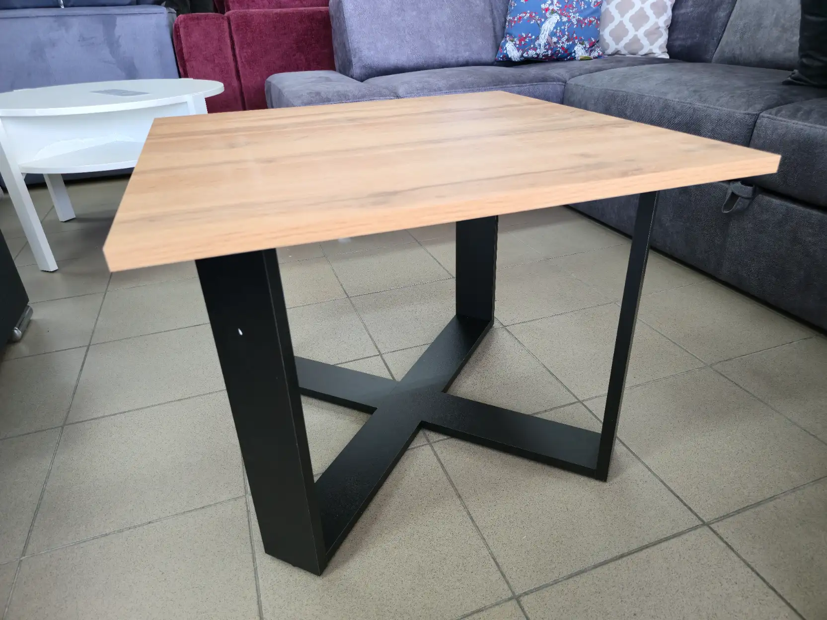 Halmar Ława CROSS stolik kawowy kwadratowy dąb wotan czarny