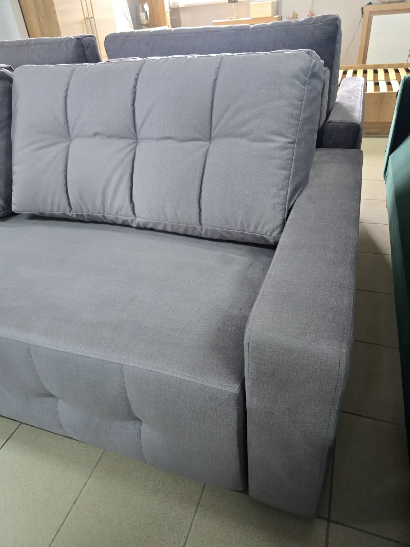 Black Red White Sofa ANGIE kanapa 3 - osobowa z funkcją spania i pojemnikiem szary