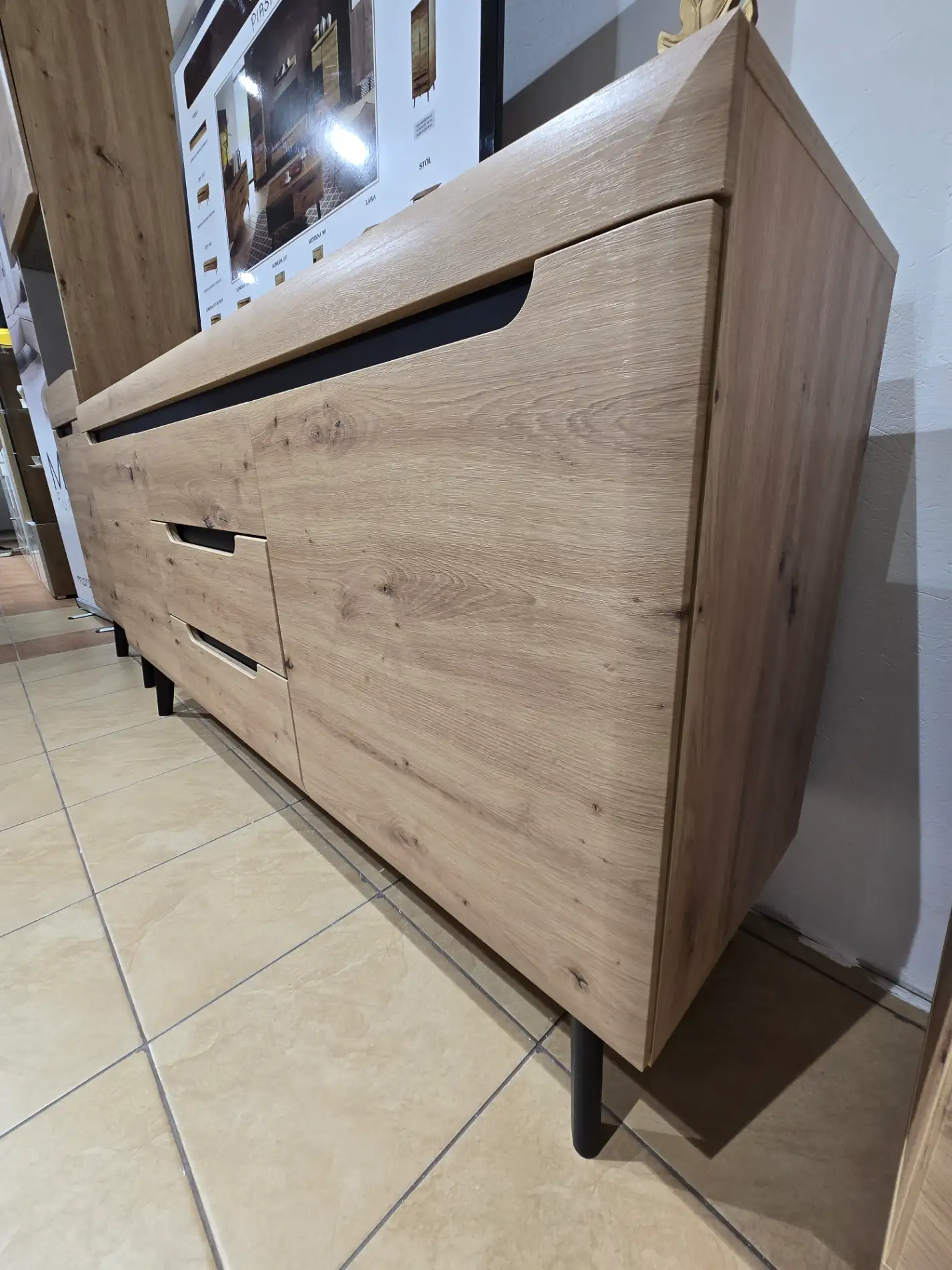 Piaski Meble Zestaw mebli NORDI komoda + 2x witryna (NWT53, NWT90, NKSZ160)