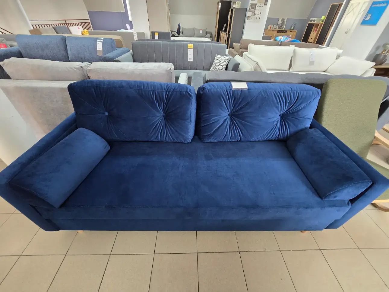 Kanapa ASTORIA 3 - osobowa sofa z funkcją spania i pojemnikiem na pościel granat