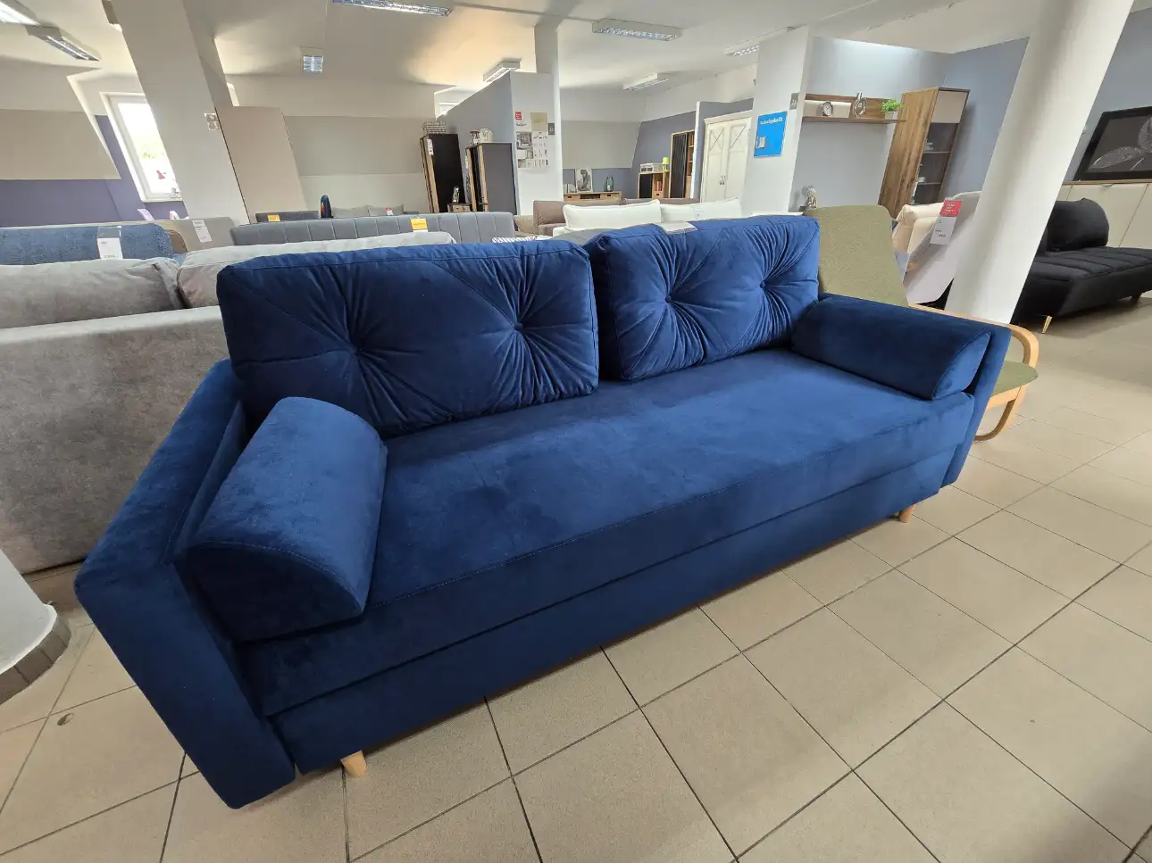 Kanapa ASTORIA 3 - osobowa sofa z funkcją spania i pojemnikiem na pościel granat