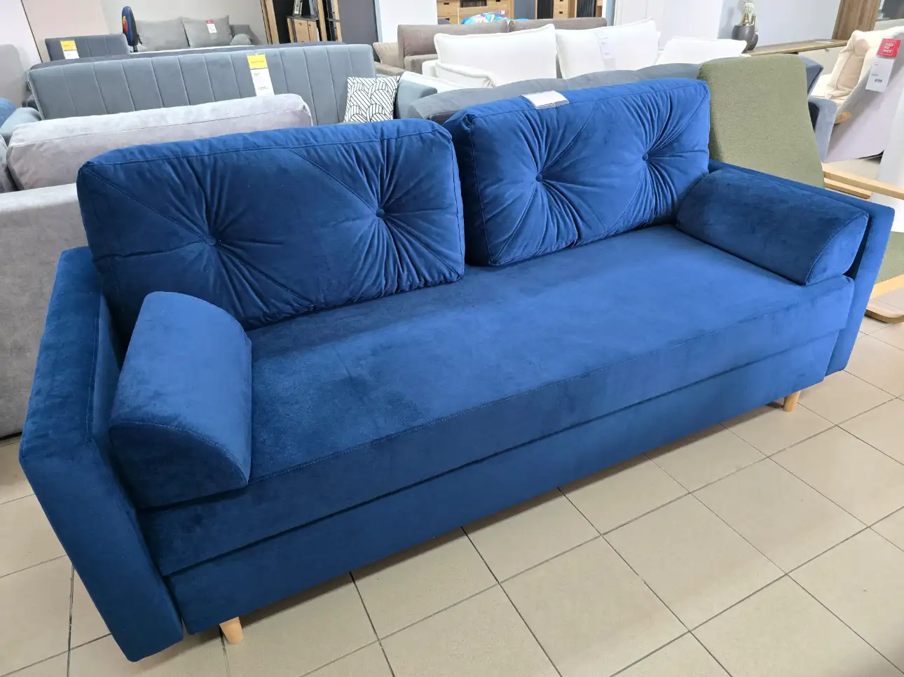 Kanapa ASTORIA 3 - osobowa sofa z funkcją spania i pojemnikiem na pościel granat