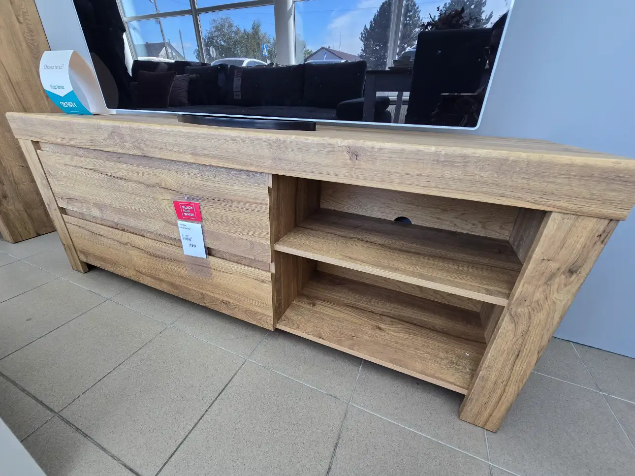 Black Red White Szafka RTV HOLTEN 156 cm z 2 szufladami i półką dąb waterford