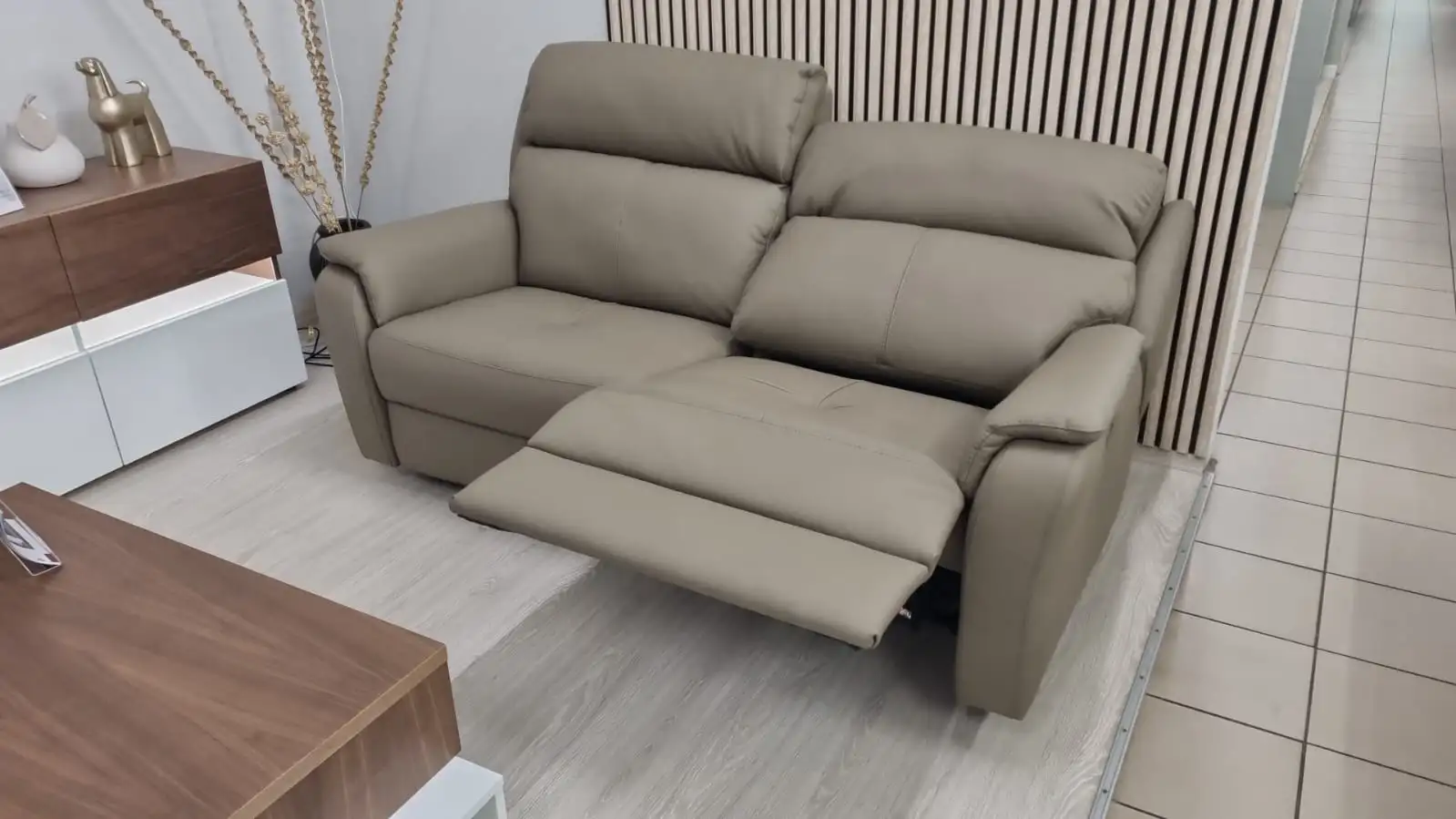 Nicoletti Sofa z funkcją relaks CINCINNATI skóra naturalna wypoczynkowy szary Mebel z WŁOCH