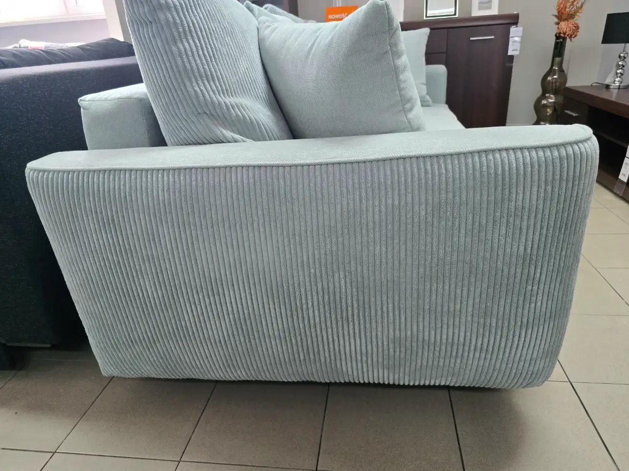 Black Red White Sofa LARISA kanapa z funkcją spania i pojemnikiem miętowa trzyosobowa