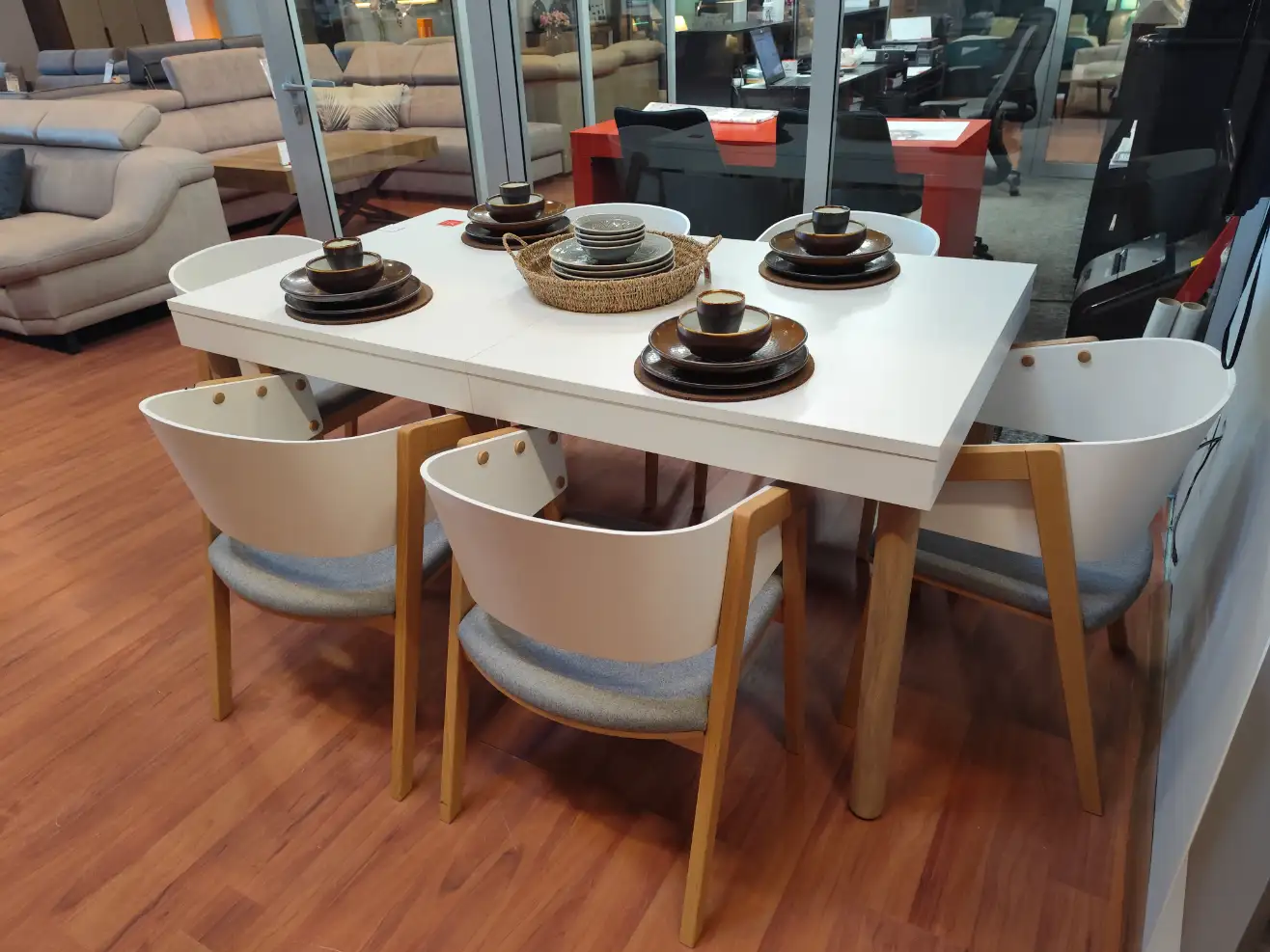 VOX Stół rozkładany CREATIVE + 6 krzeseł UNI