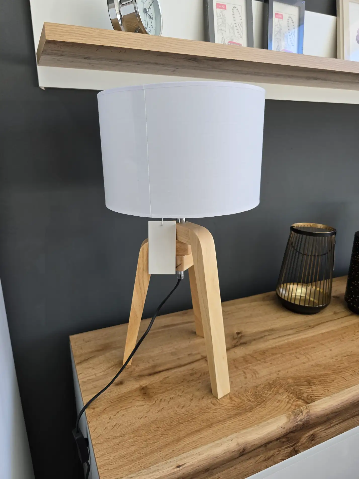 Lampa stołowa TRAVIS drewniana beżowa