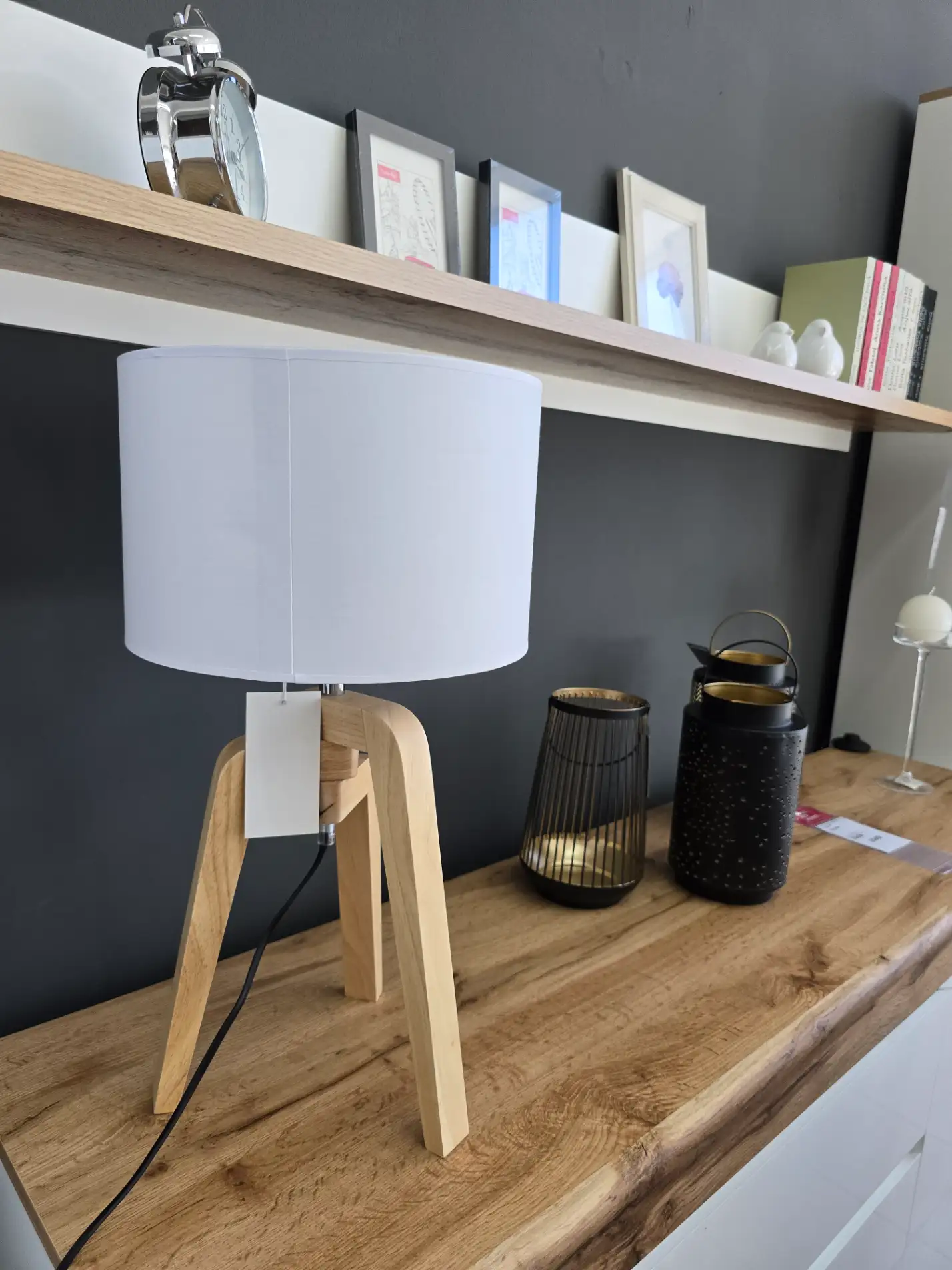 Lampa stołowa TRAVIS drewniana beżowa