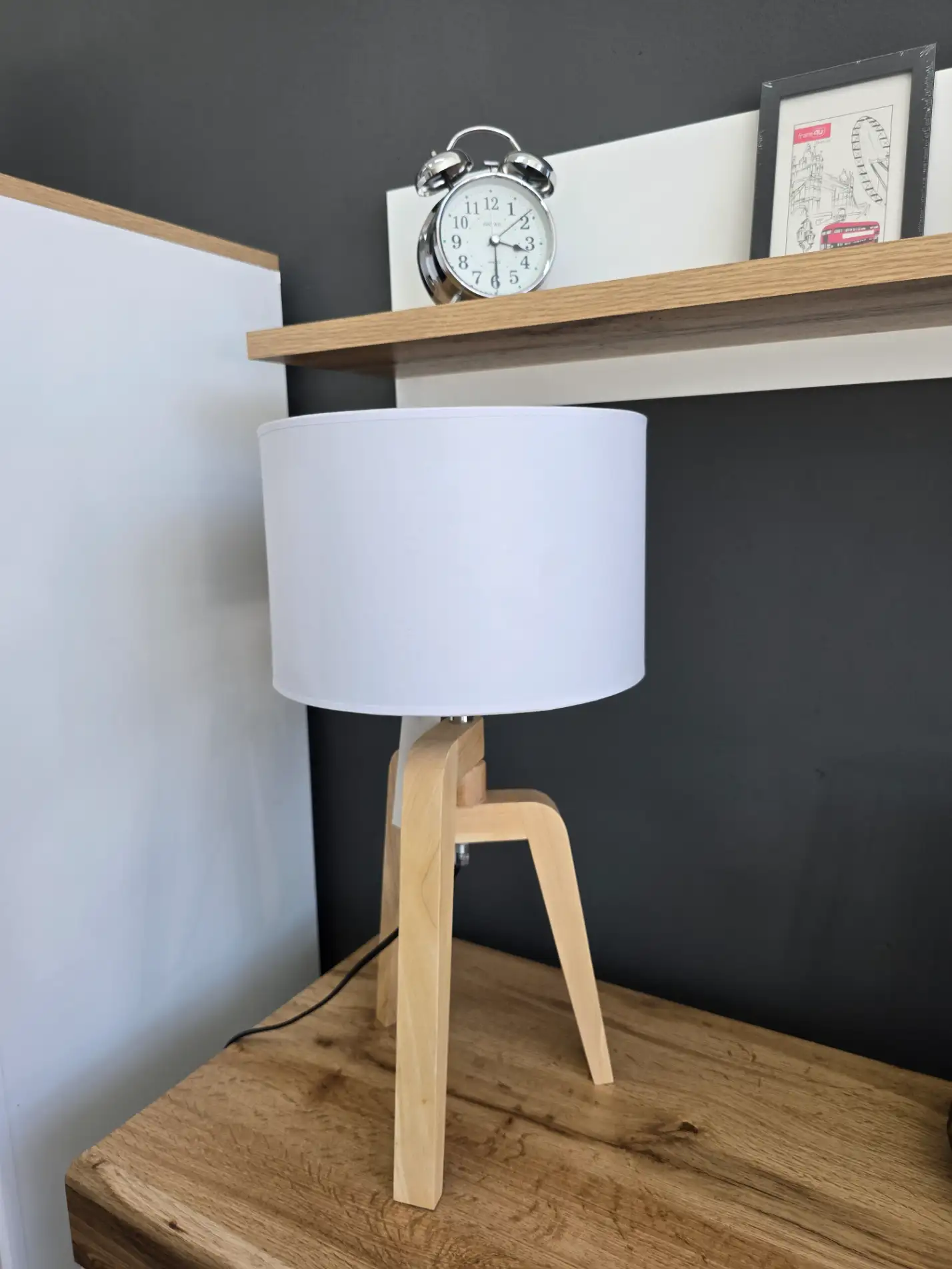 Lampa stołowa TRAVIS drewniana beżowa