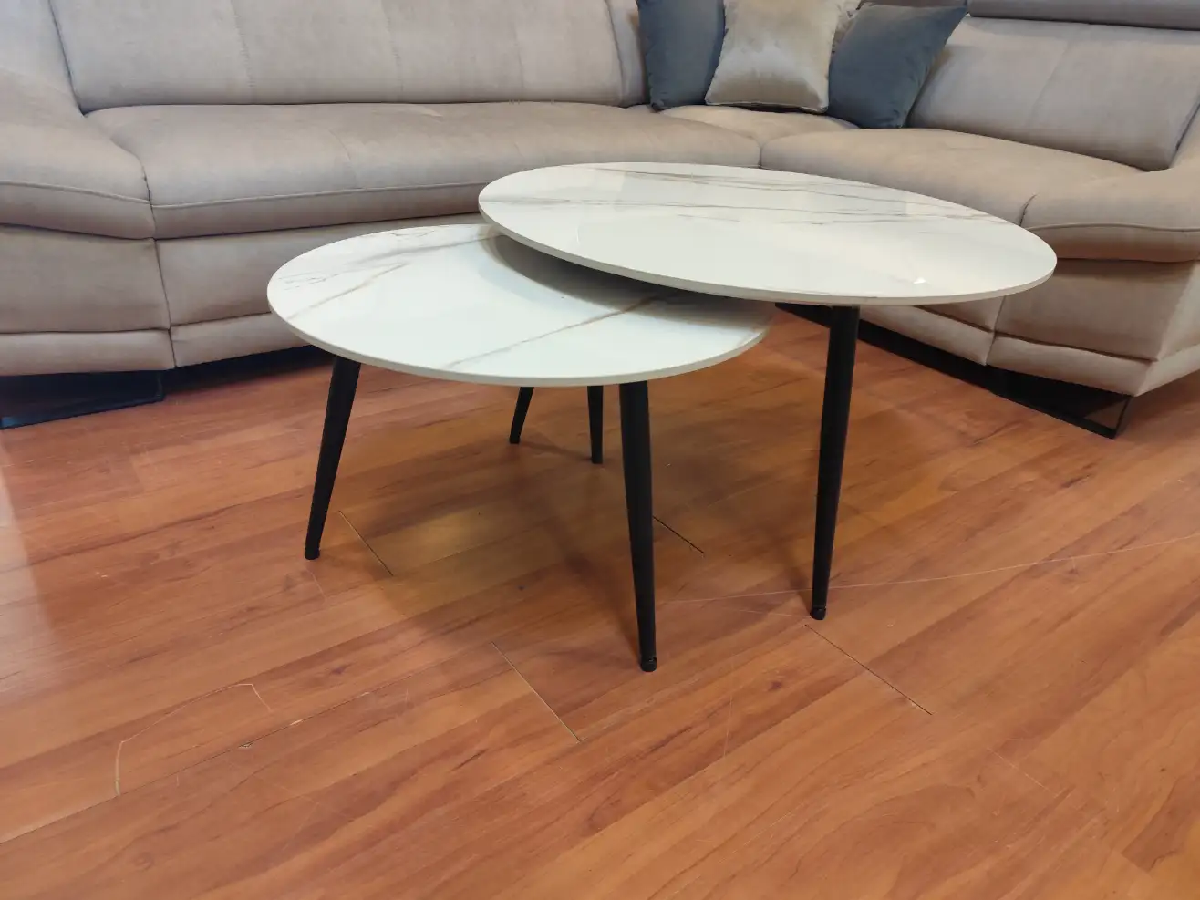 Zestaw dwóch ław L9-FX 80 + 60 stolików 2 sztuki marmur biały