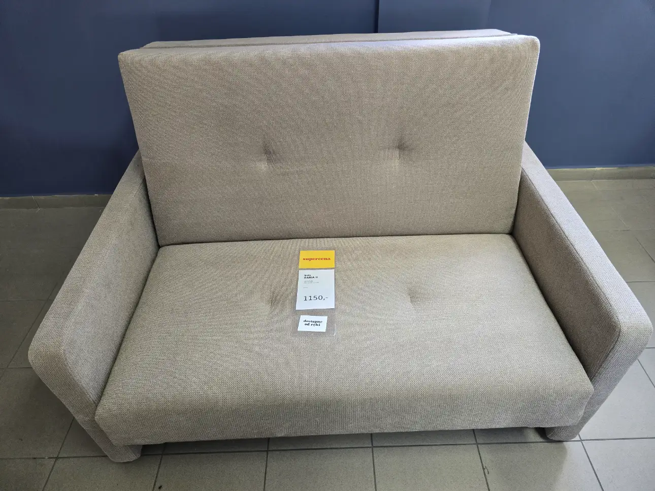 Sofa 2 - osobowa DARIA II rozkładana tapczan beżowa