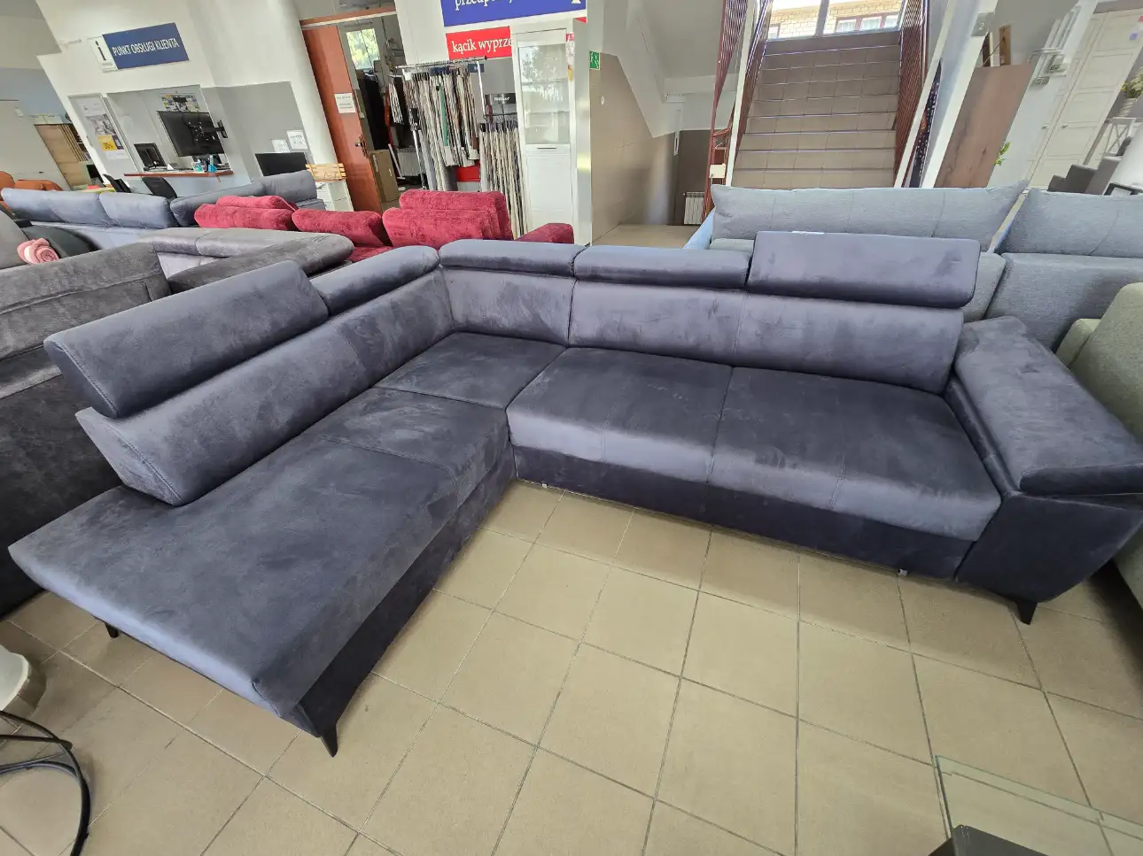 Black Red White Narożnik MELLOW 276 x 205 cm z funkcją spania