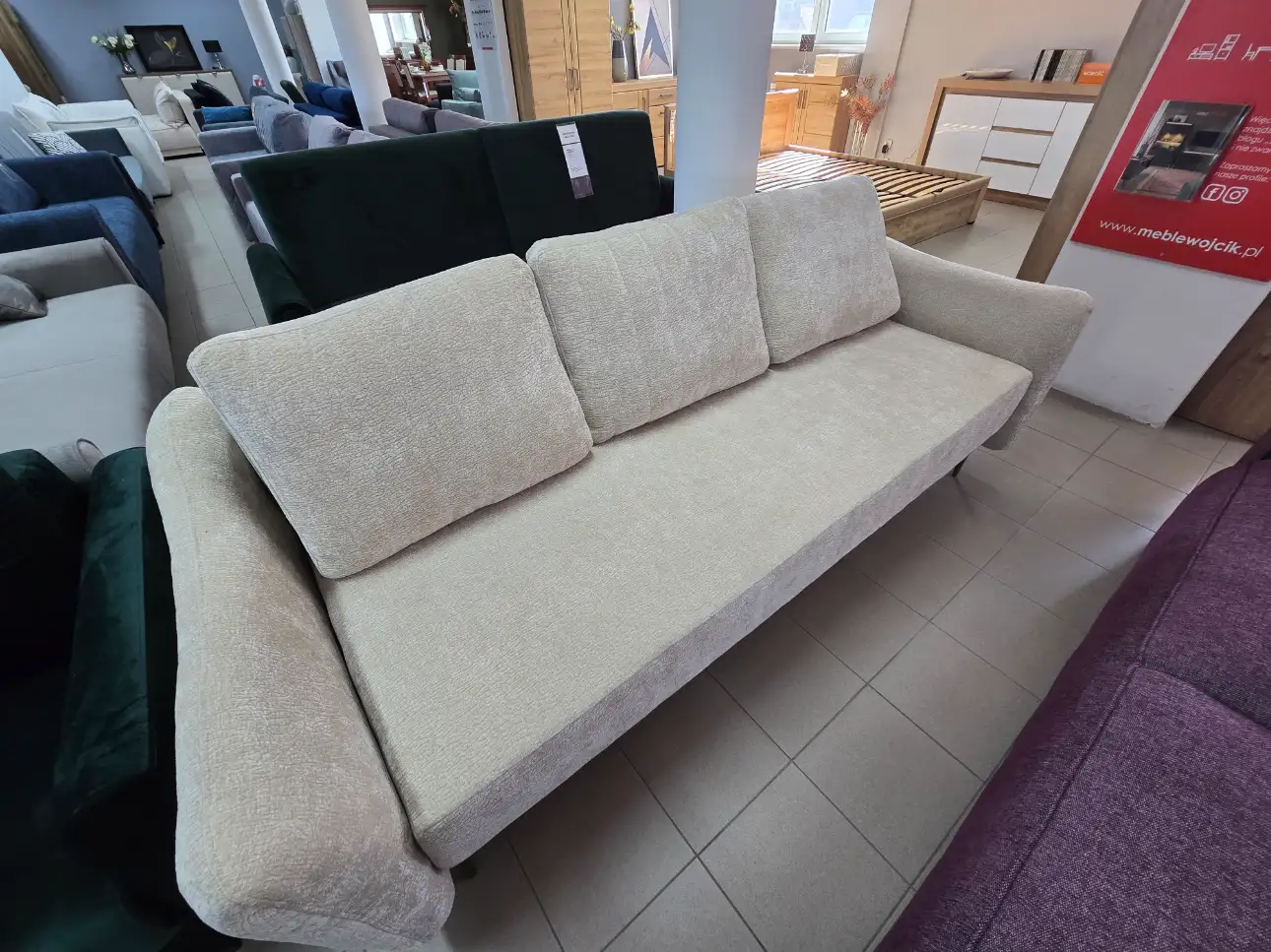 Sofa LATINA HR kanapa z funkcją spania i pojemnikiem beżowa