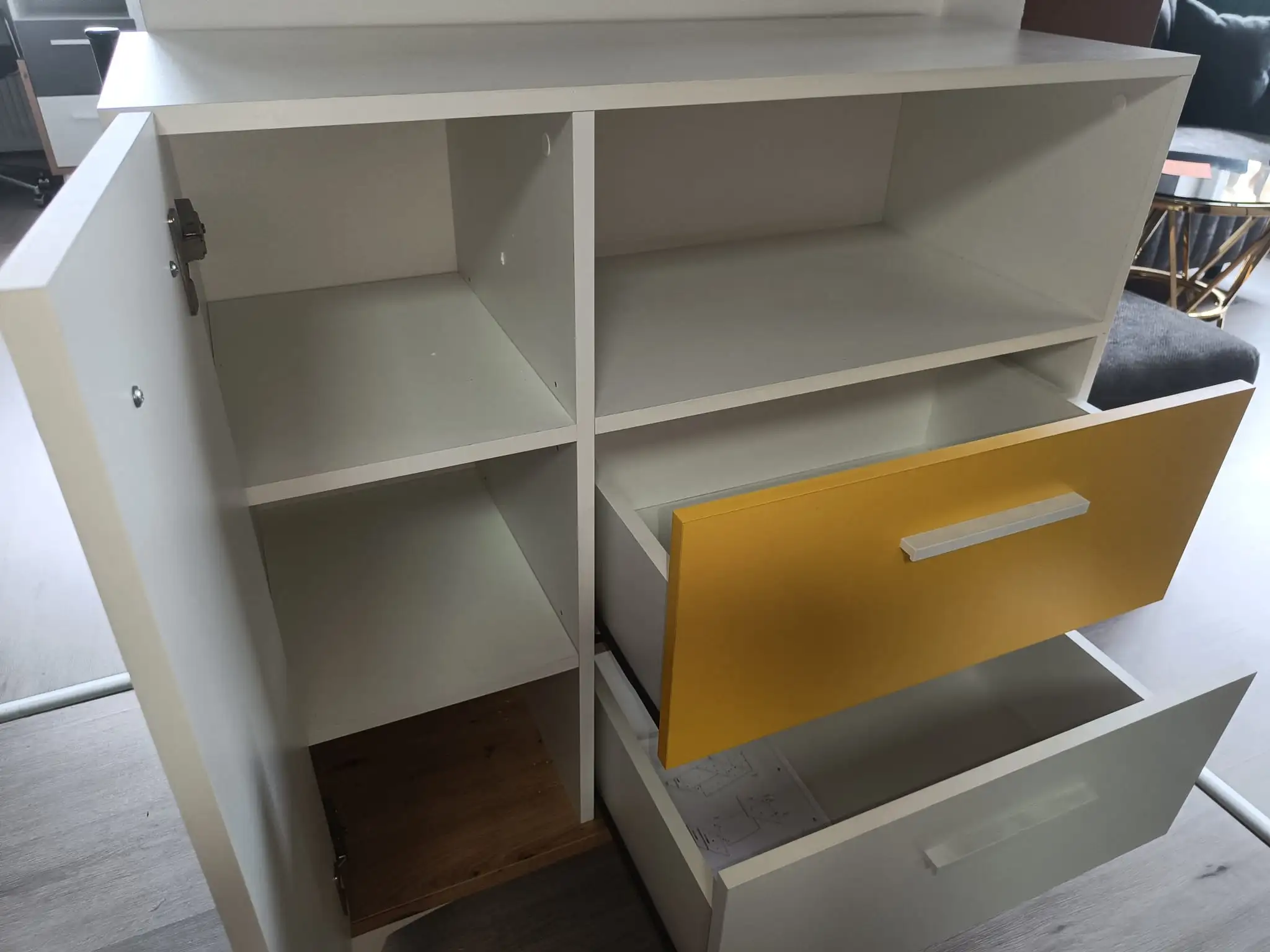 MebloCross Komoda 95W HEY-07 biała żółty