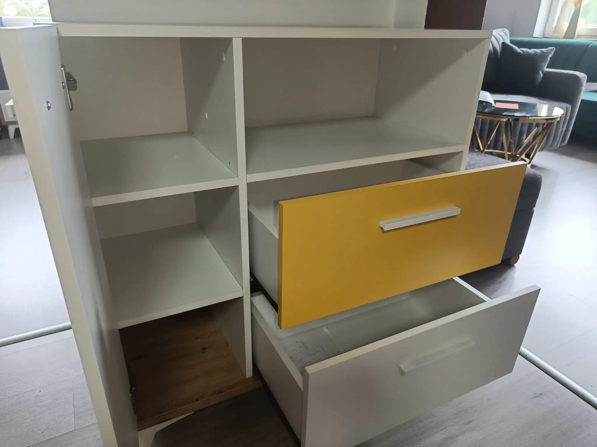 MebloCross Komoda 95W HEY-07 biała żółty
