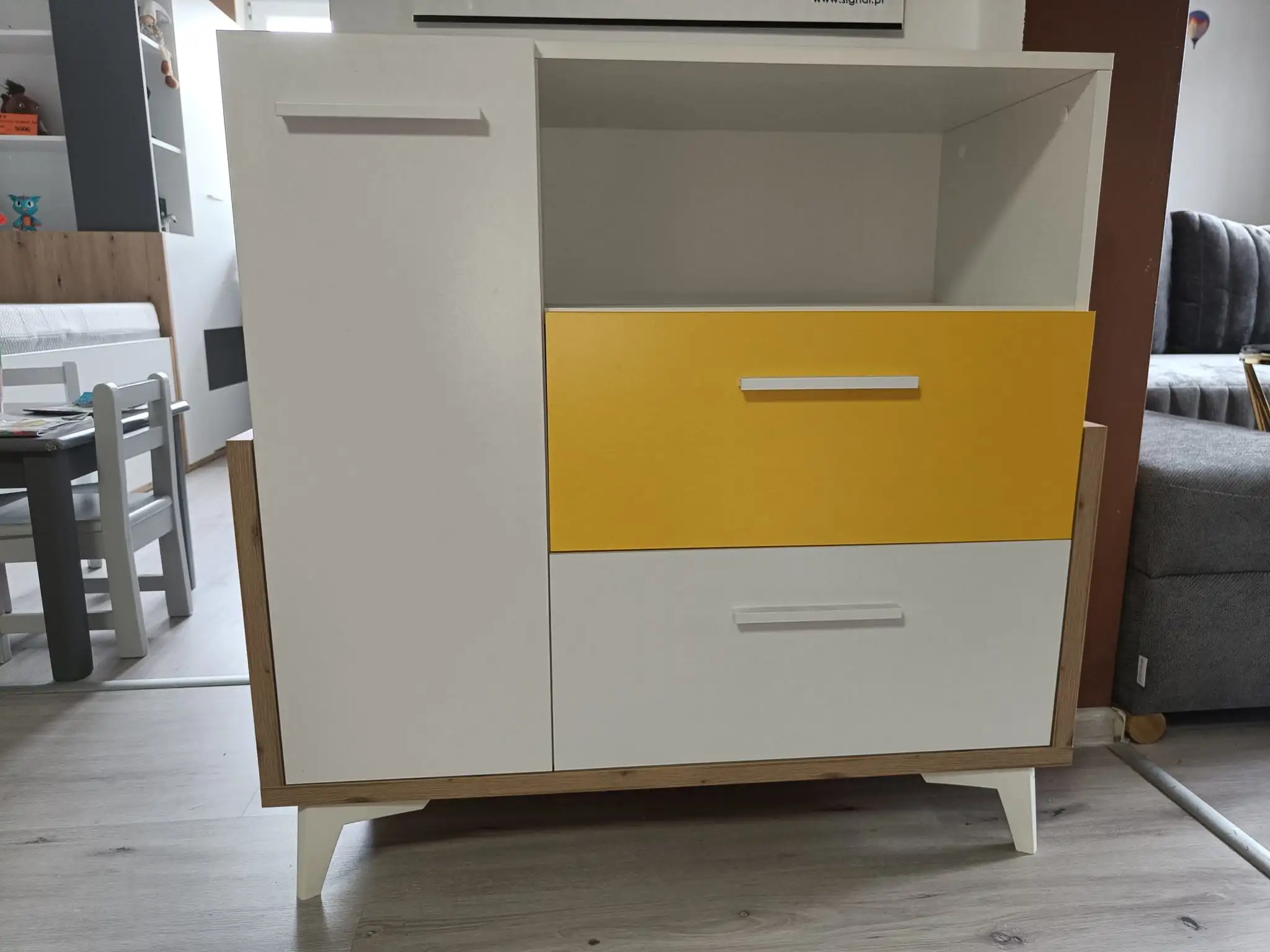 MebloCross Komoda 95W HEY-07 biała żółty