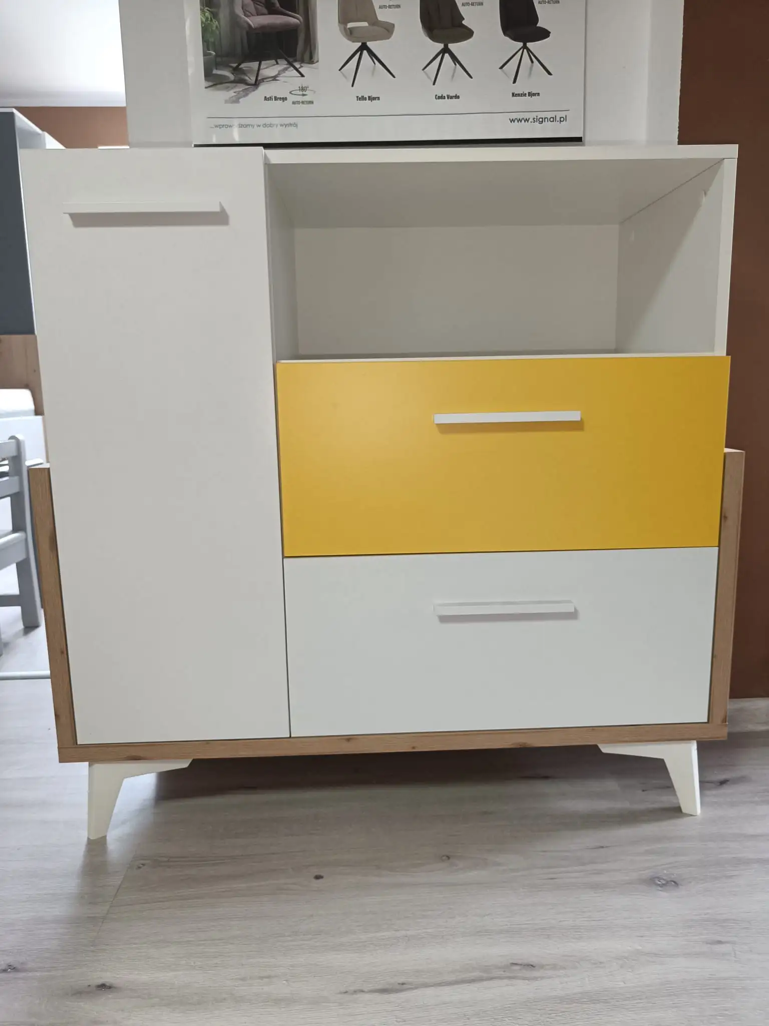 MebloCross Komoda 95W HEY-07 biała żółty