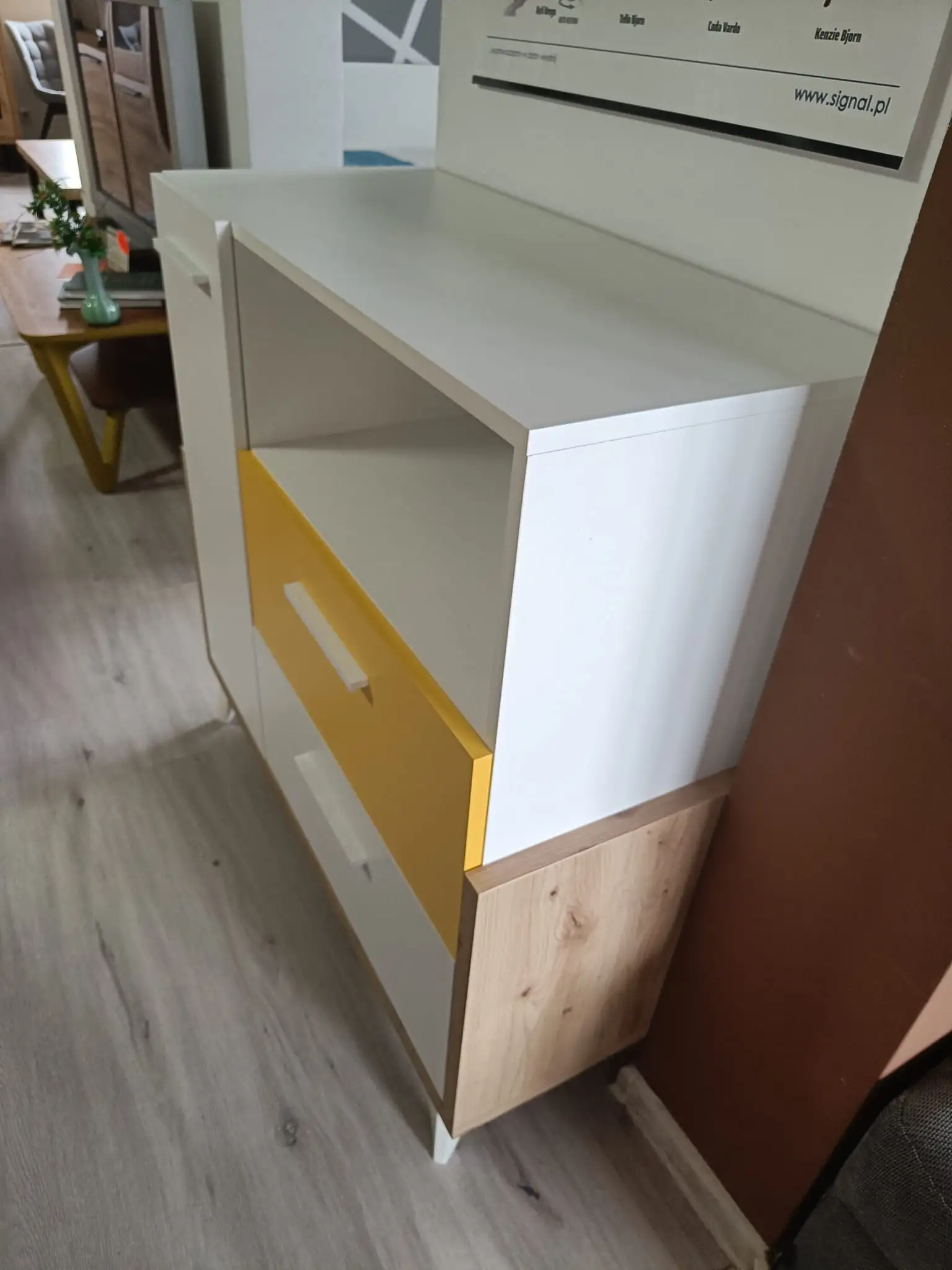 MebloCross Komoda 95W HEY-07 biała żółty