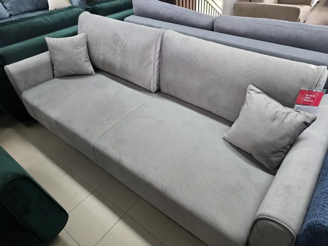 Black Red White Sofa MANILA z funkcją spania i pojemnikiem 