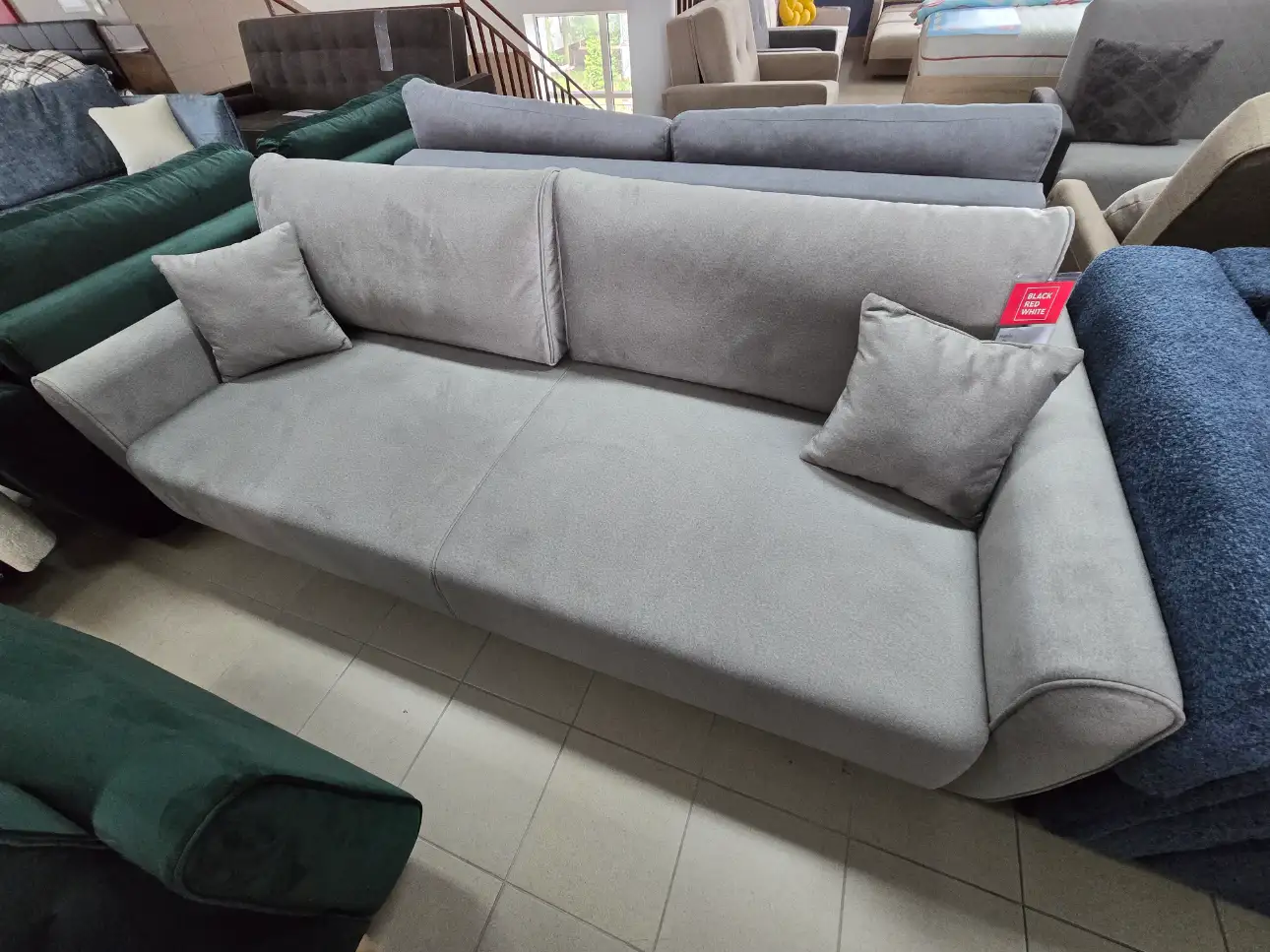 Black Red White Sofa MANILA z funkcją spania i pojemnikiem 