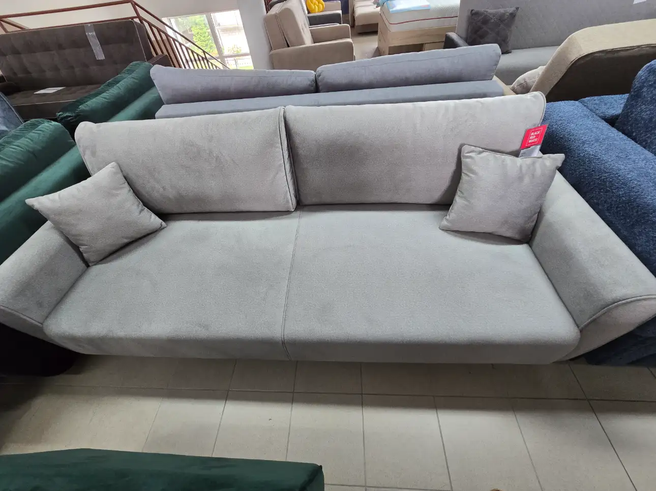 Black Red White Sofa MANILA z funkcją spania i pojemnikiem 