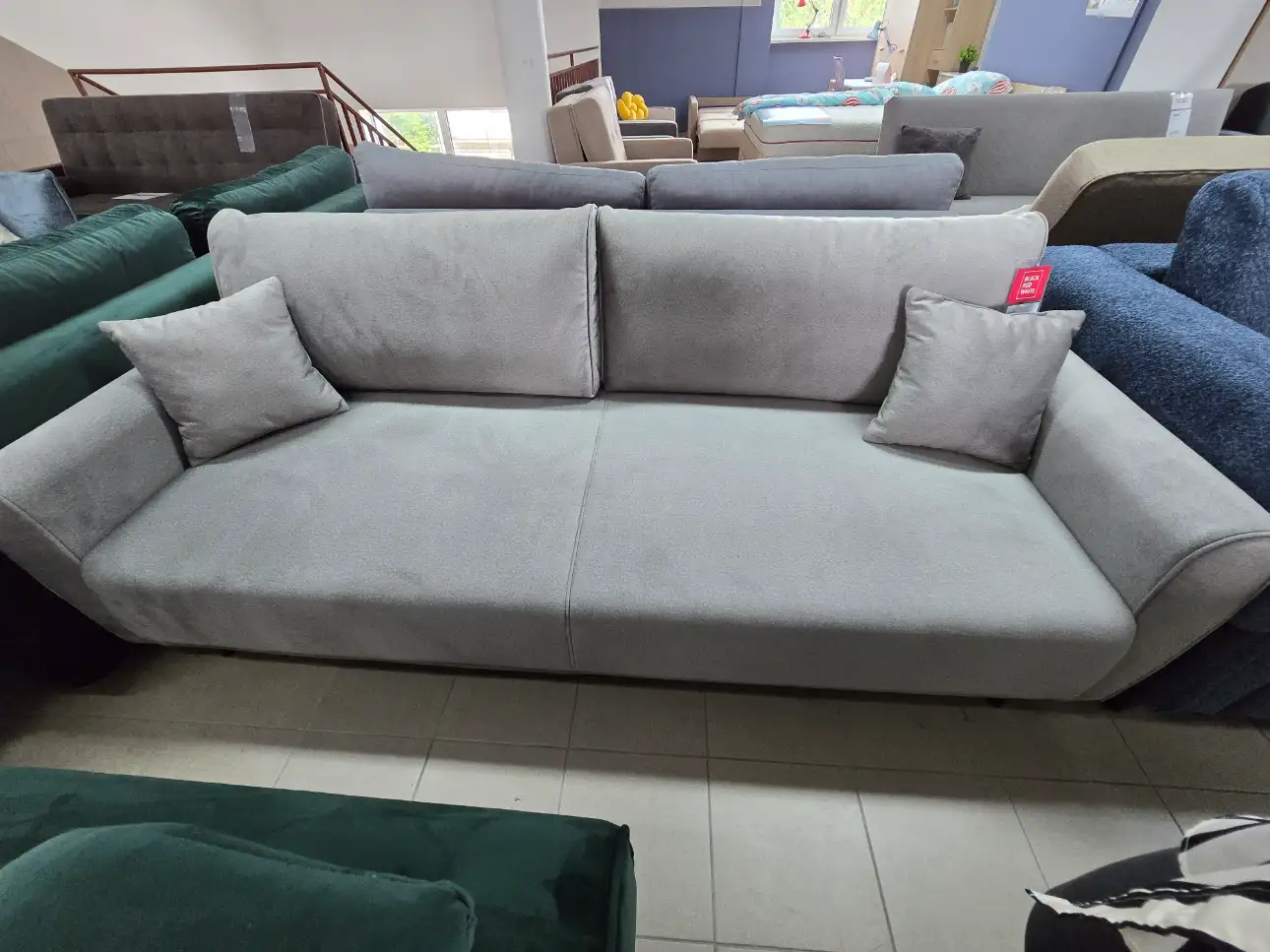Black Red White Sofa MANILA z funkcją spania i pojemnikiem 