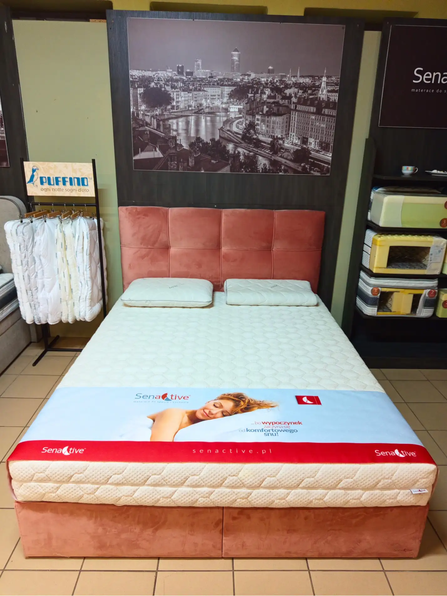 SenActive Łóżko OXFORD + Materac POLISPRING 200 x 160 cm ZESTAW