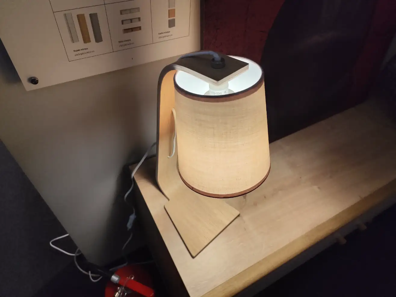 Drewniana Lampa Stołowa LUCIDE NORDIC nocna skandynawska z białym abażurem Drewniana Lampa Stołowa LUCIDE NORDIC nocna skandynawska z białym abażurem