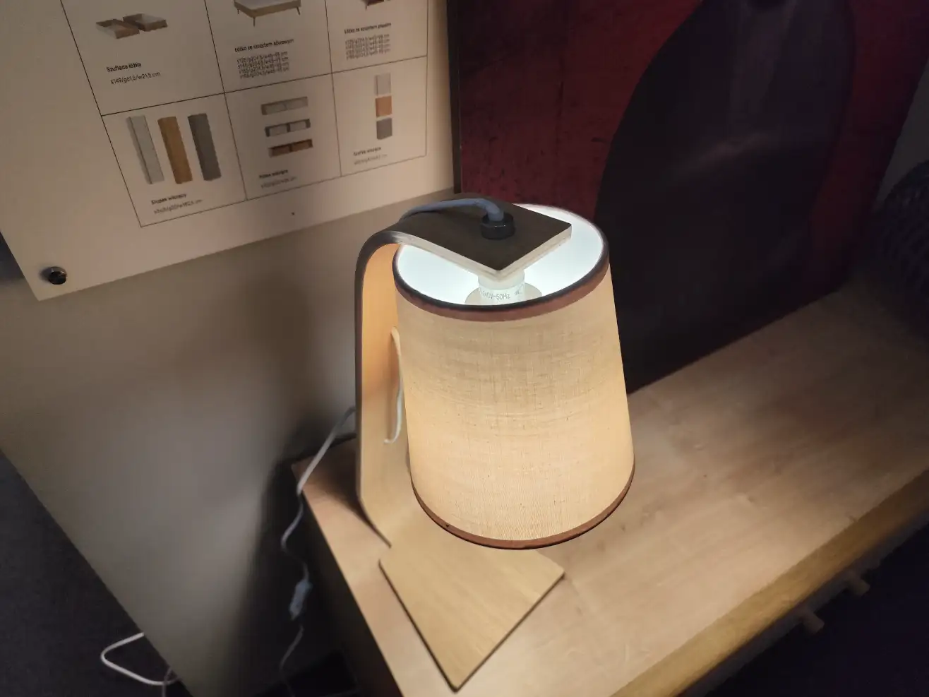 Drewniana Lampa Stołowa LUCIDE NORDIC nocna skandynawska z białym abażurem Drewniana Lampa Stołowa LUCIDE NORDIC nocna skandynawska z białym abażurem