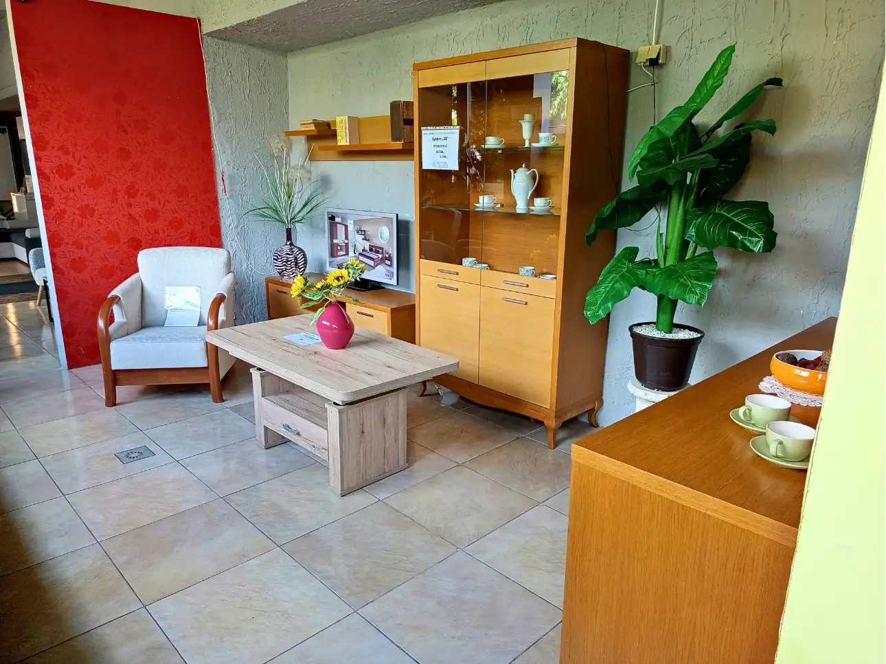 Zestaw Mebli Kolekcja "DE" RTV + Komoda + Witryna + Półka