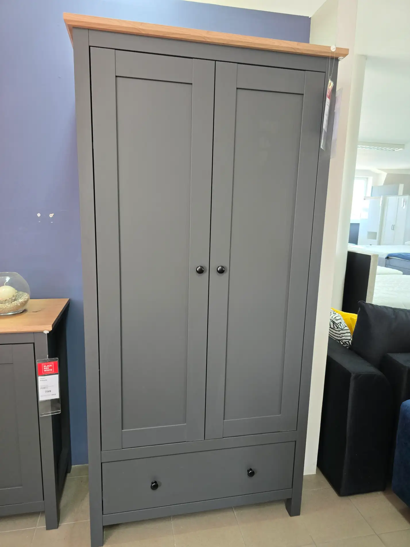 Black Red White Szafa HESEN dwudrzwiowa 101 cm grafit / dąb artisan + wkład