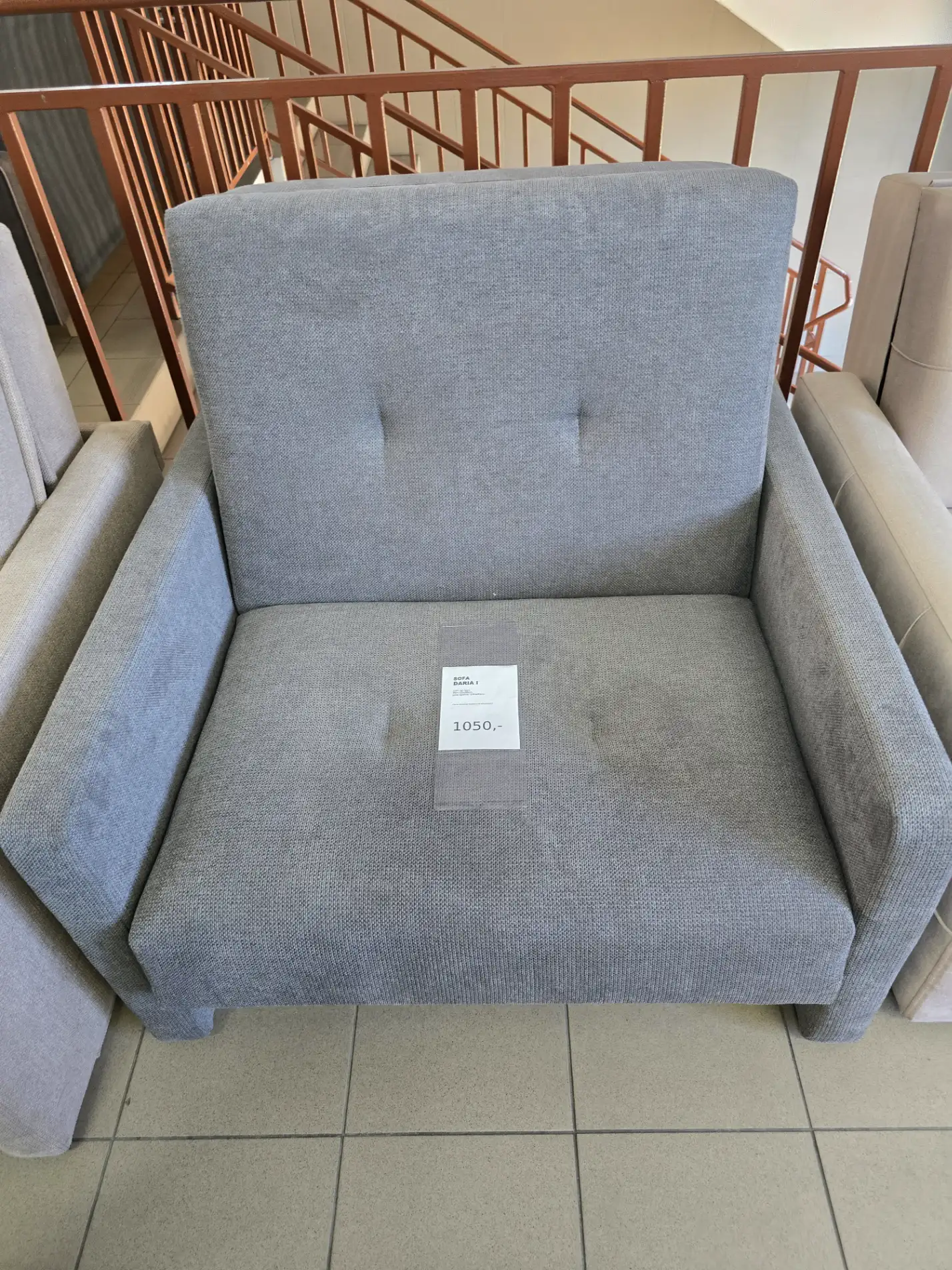 Sofa 1 - osobowa DARIA I rozkładana tapczan szara