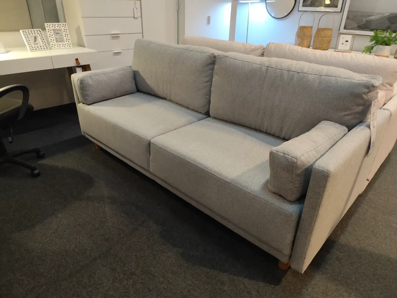 VOX Sofa TODOS SLIM Kanapa 3-osobowa z funkcją spania i pojemnikiem szara