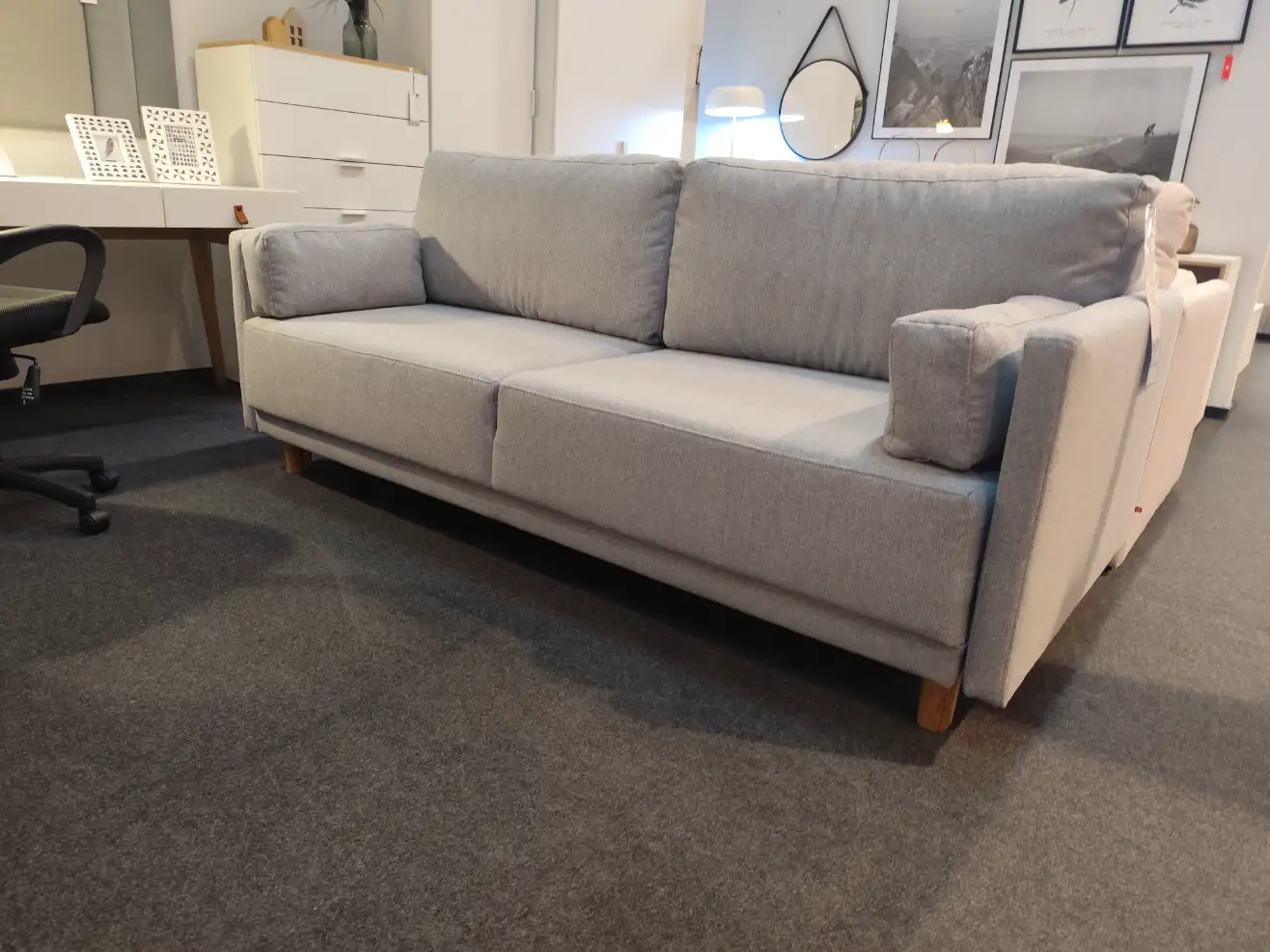 VOX Sofa TODOS SLIM Kanapa 3-osobowa z funkcją spania i pojemnikiem szara