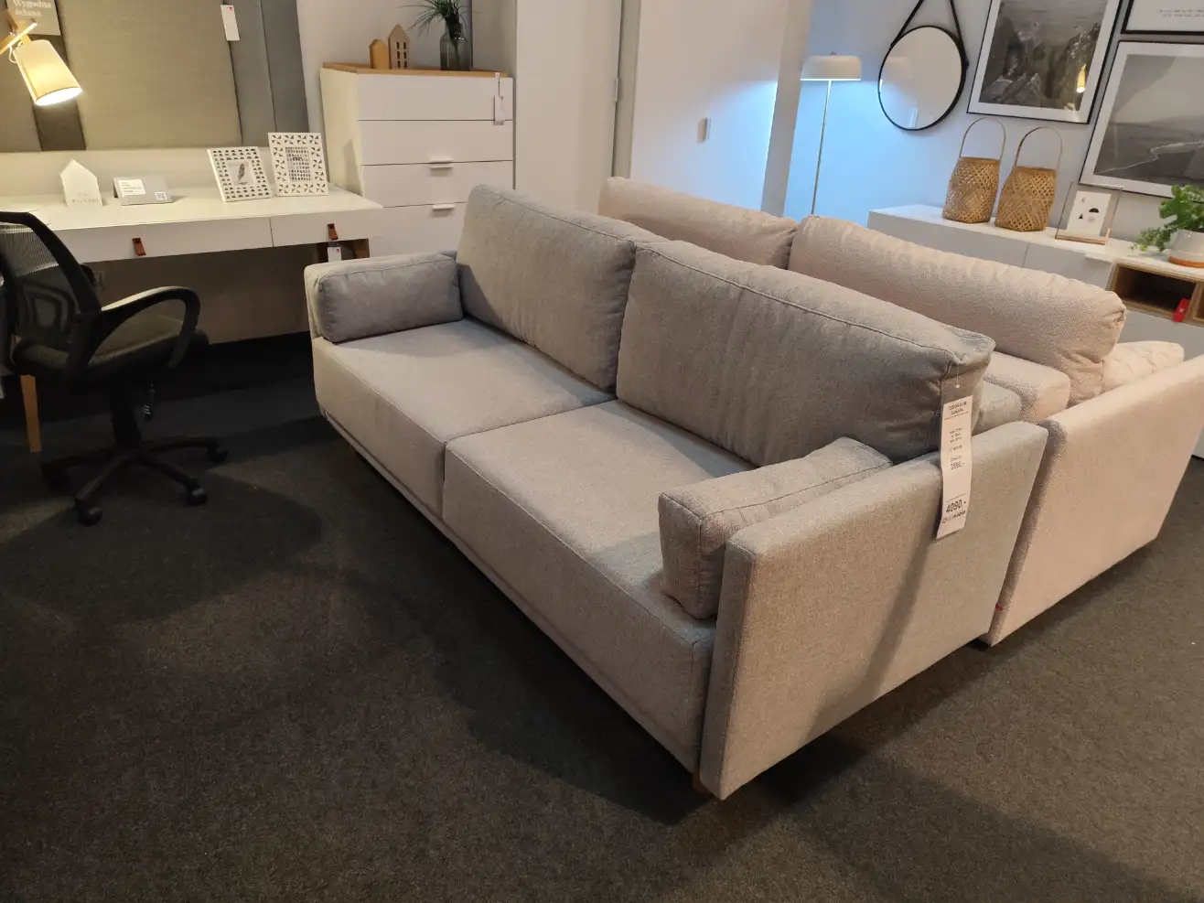 VOX Sofa TODOS SLIM Kanapa 3-osobowa z funkcją spania i pojemnikiem szara