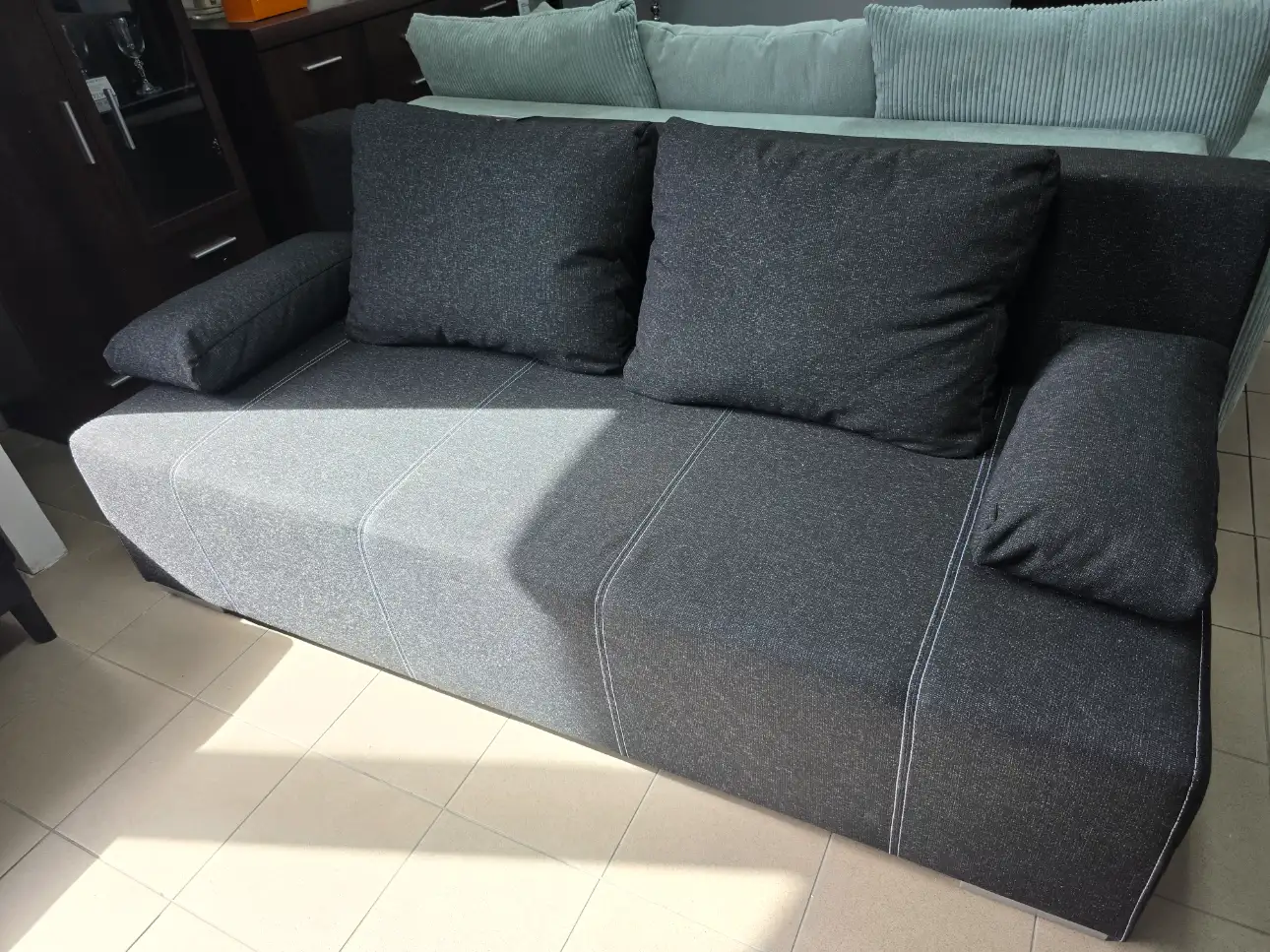 Black Red White Sofa STREET IV LUX 3DL z funkcją spania czarna