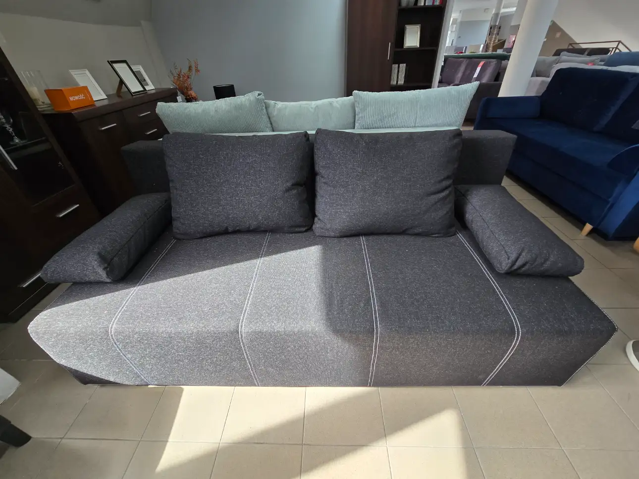 Black Red White Sofa STREET IV LUX 3DL z funkcją spania czarna