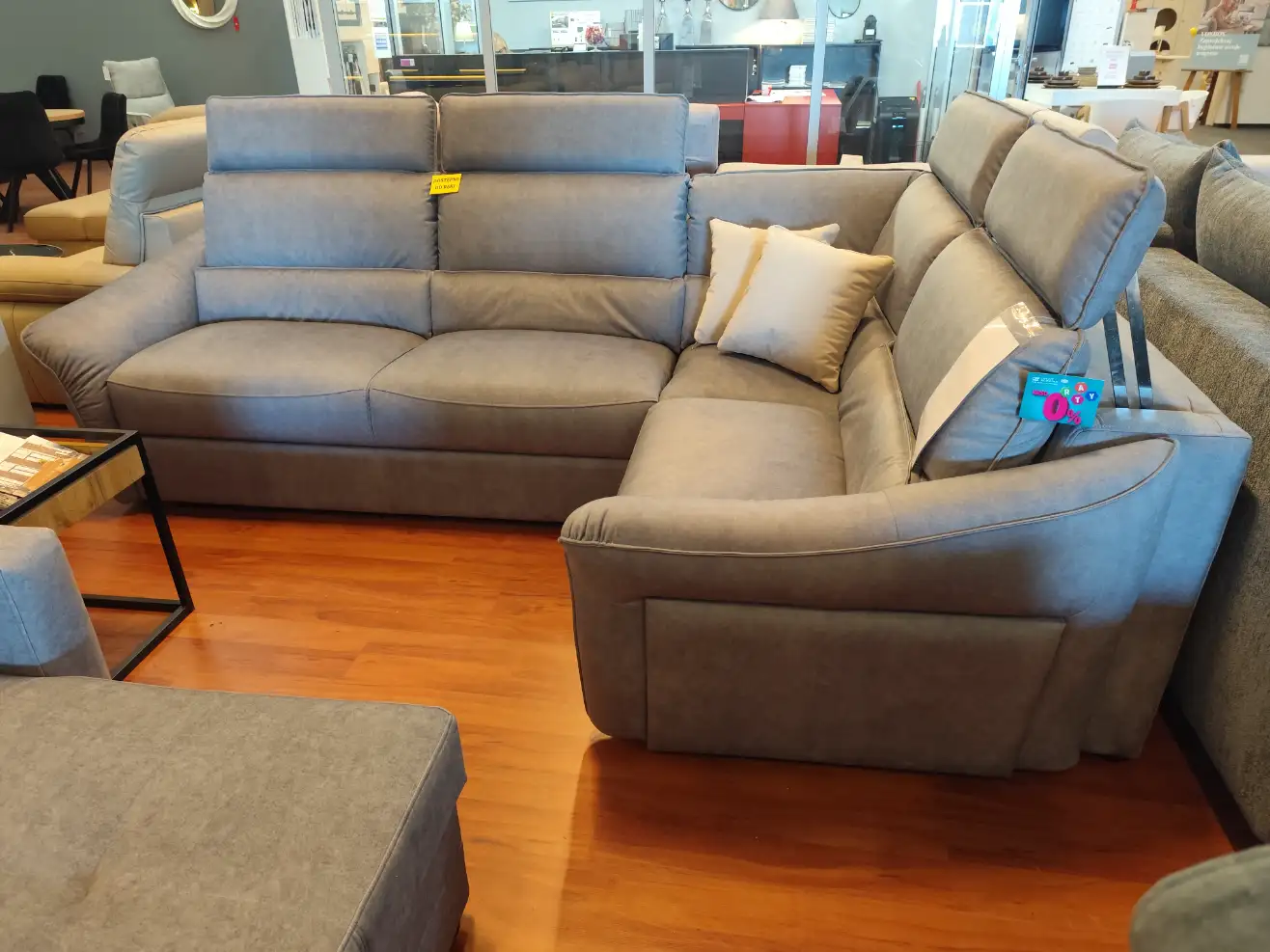 Meblomak Narożnik LARINO 3RL-N-1PP szary z funkcją spania i pojemnikiem bardzo miękki wygodny Meblomak Narożnik LARINO 3RL-N-1PP szary z funkcją spania i pojemnikiem bardzo miękki wygodny