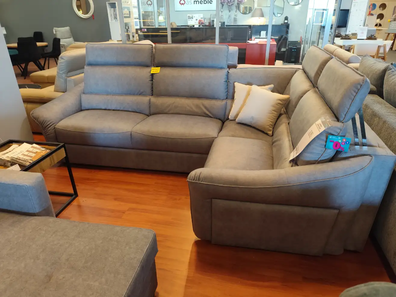 Meblomak Narożnik LARINO 3RL-N-1PP szary z funkcją spania i pojemnikiem bardzo miękki wygodny Meblomak Narożnik LARINO 3RL-N-1PP szary z funkcją spania i pojemnikiem bardzo miękki wygodny