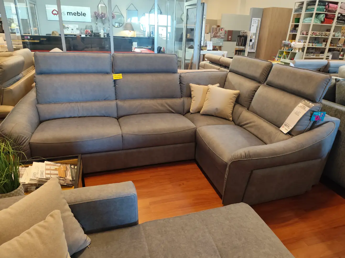 Meblomak Narożnik LARINO 3RL-N-1PP szary z funkcją spania i pojemnikiem bardzo miękki wygodny Meblomak Narożnik LARINO 3RL-N-1PP szary z funkcją spania i pojemnikiem bardzo miękki wygodny