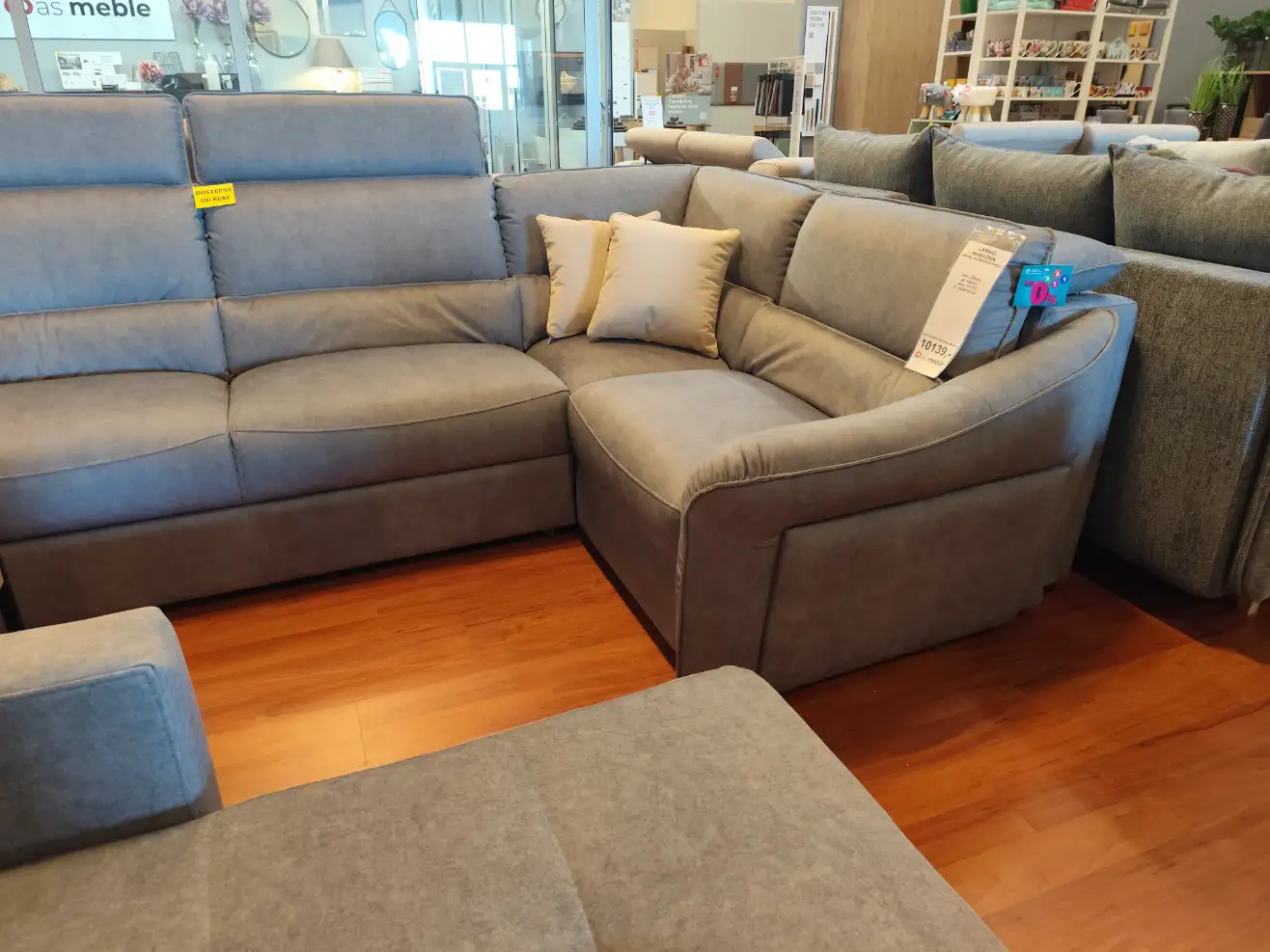 Meblomak Narożnik LARINO 3RL-N-1PP szary z funkcją spania i pojemnikiem bardzo miękki wygodny Meblomak Narożnik LARINO 3RL-N-1PP szary z funkcją spania i pojemnikiem bardzo miękki wygodny