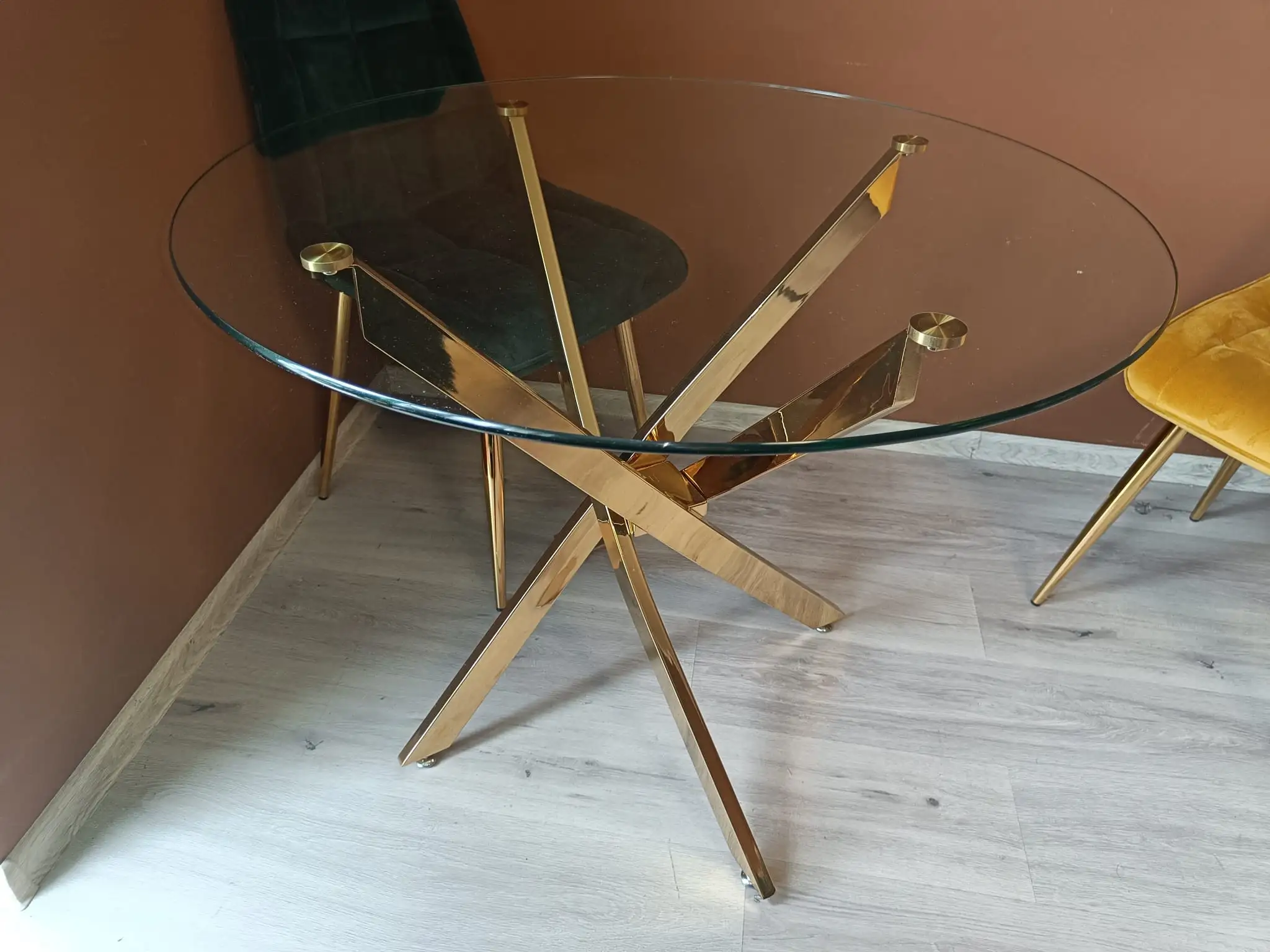 Signal Stoł AGIS szklany złoty 90 cm